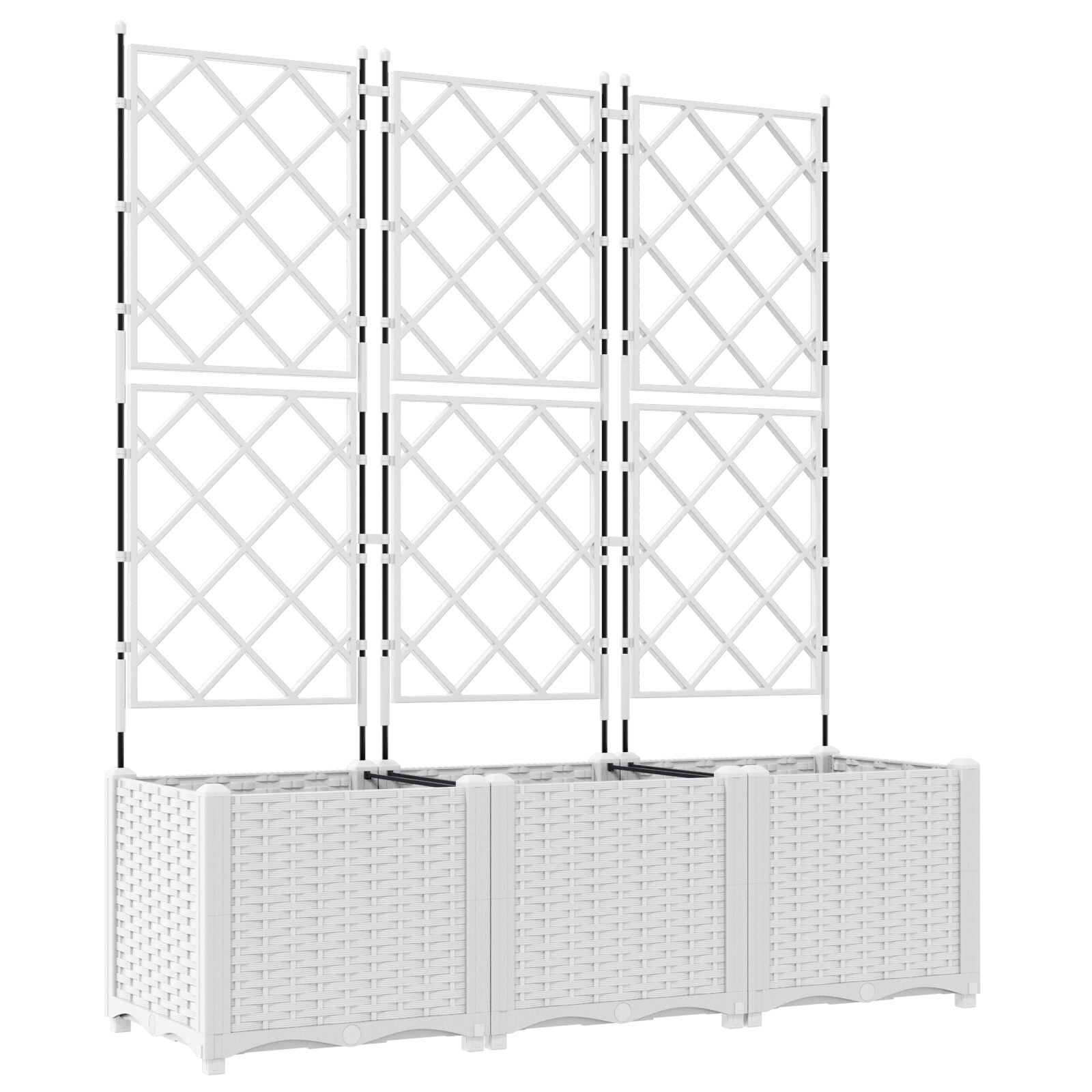 Gartenpflanzer mit Trellis 3 Stk Weiß 120x40x143 cm