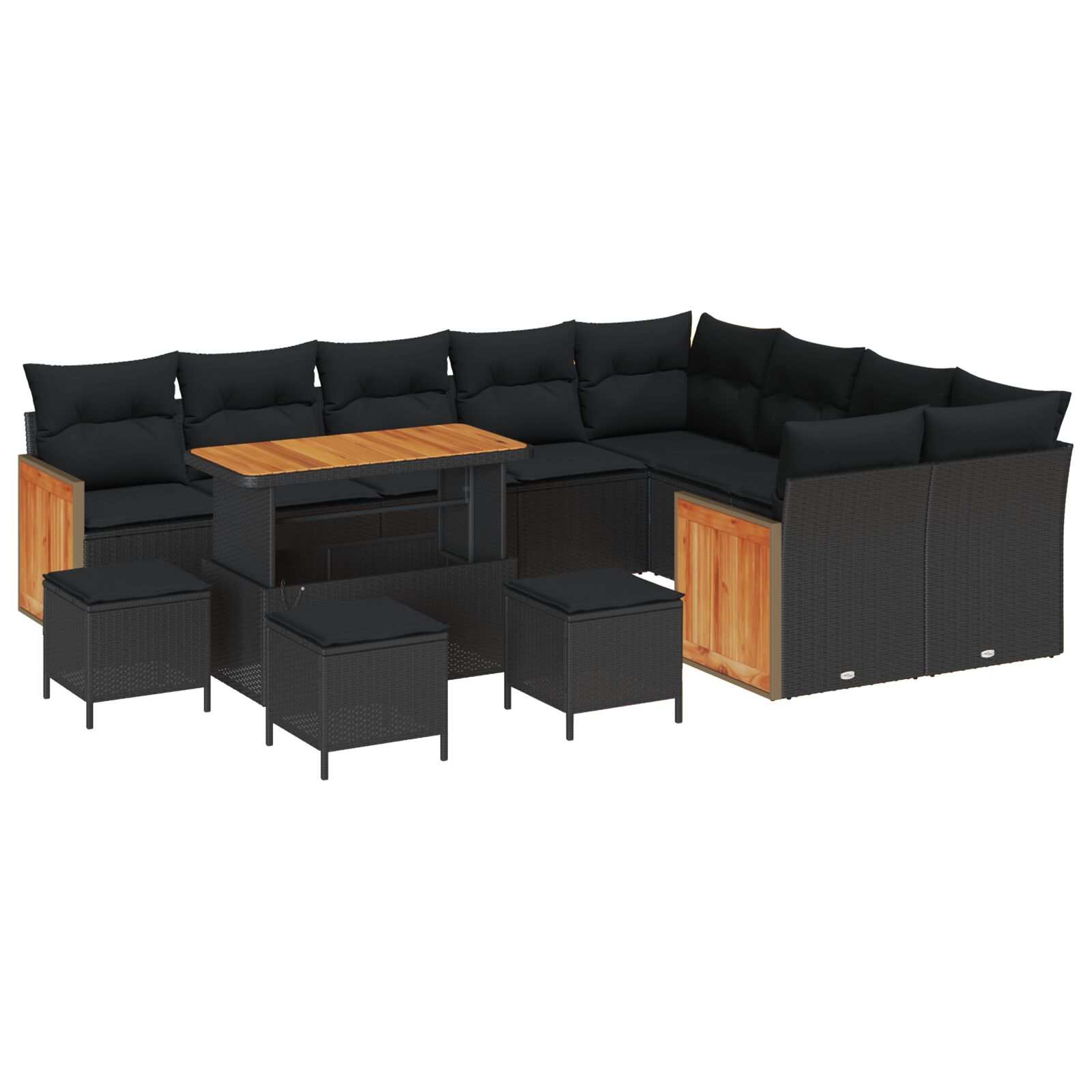 13-teiliges Garten Sofa Set mit Kissen Schwarz Poly Rattan Akazie, 4-teiliges Garten Ess-Set mit Kissen Schwarz Poly Rattan Akazie 13-teiliges Garten Sofa Set mit Kissen Schwarz Poly Rattan Akazie, 4-teiliges Garten Ess-Set mit Kissen Schwarz Poly Rattan Akazie