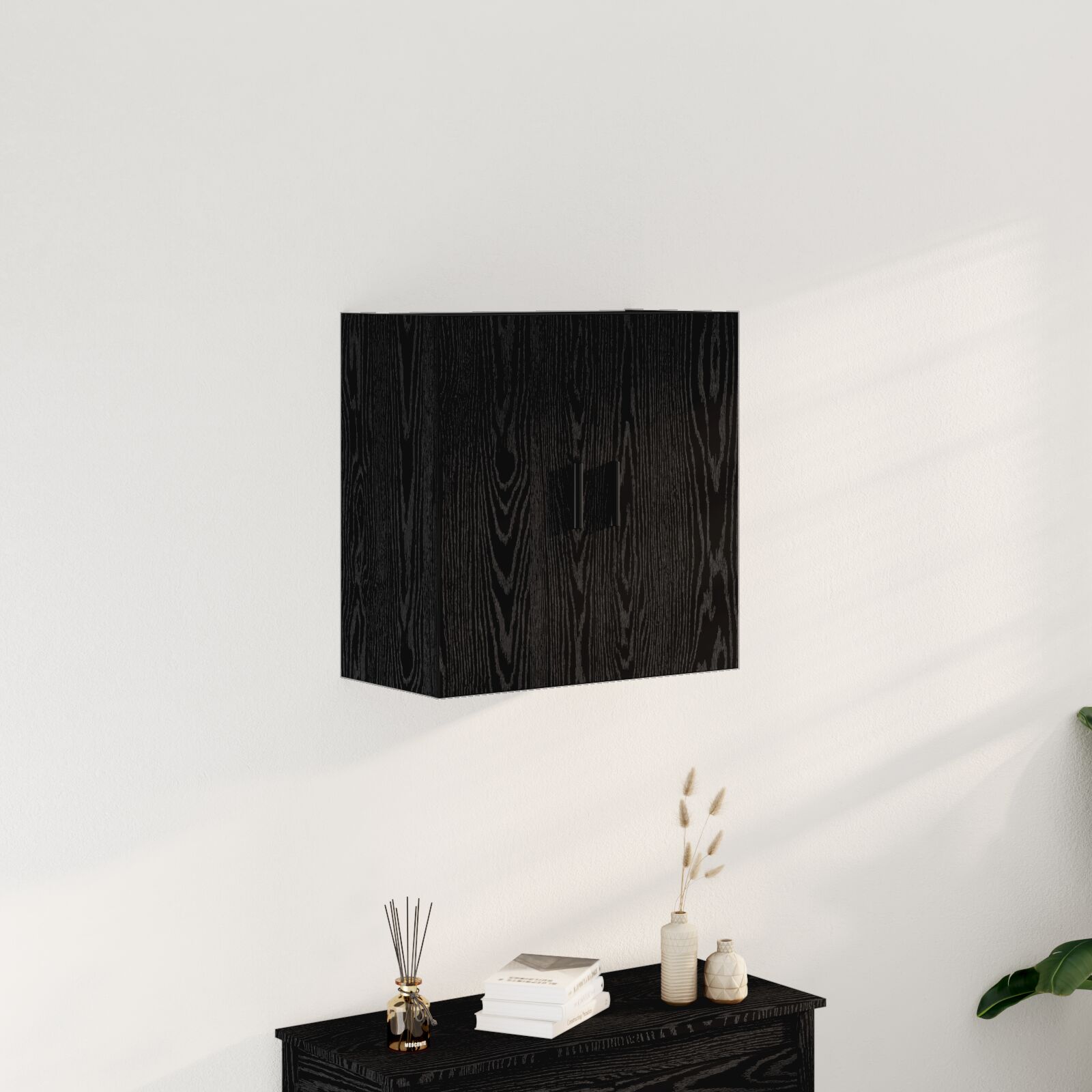 Wandschrank schwarzes Eichenholz 60x31x60 cm Holzwerkstoff