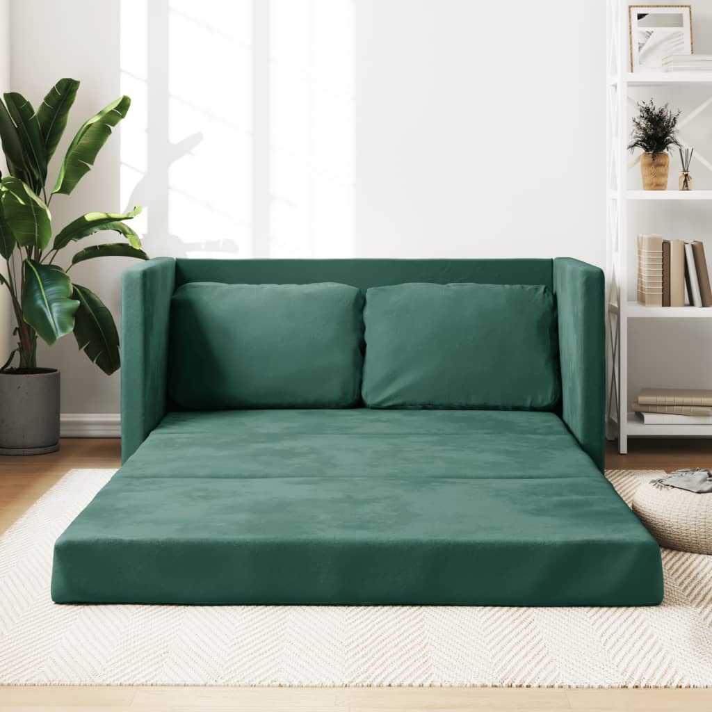 Bodensofa mit Schlaffunktion Dunkelgrün 122x204x55 cm Samt Bodensofa mit Schlaffunktion Dunkelgrün 122x204x55 cm Samt