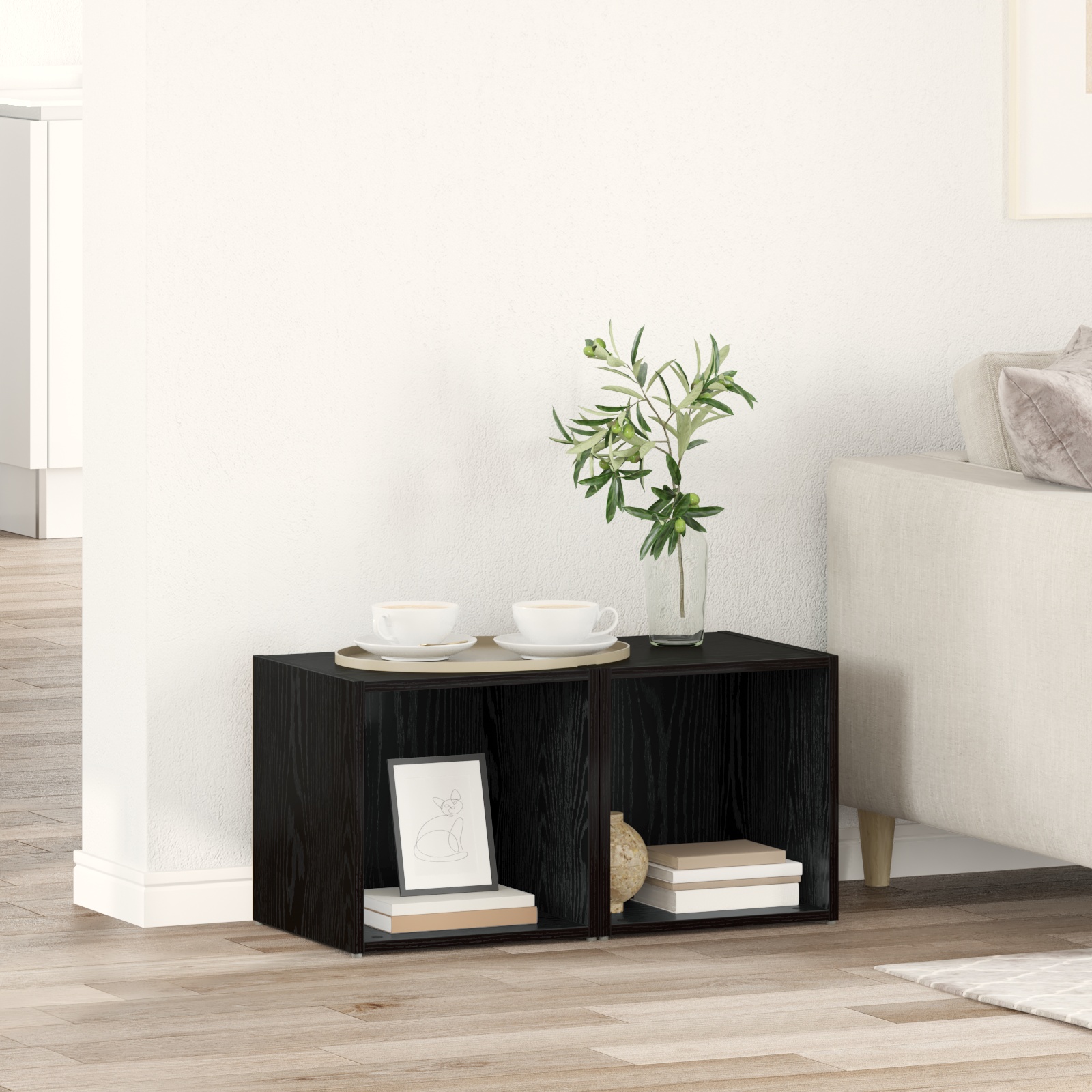 TV-Schränk 2 pcs Schwarz 37 x 35 x 37 cm Holzwerkstoff