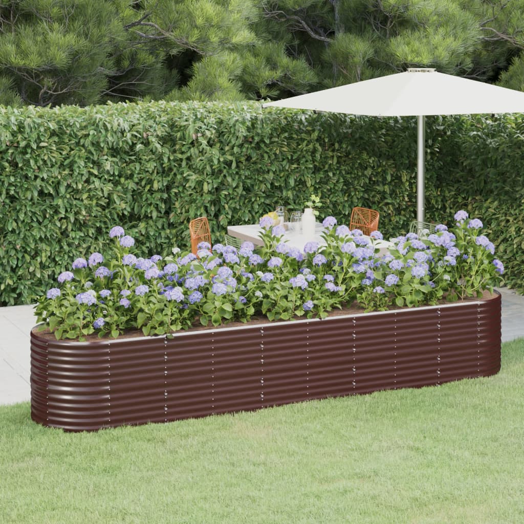 Hochbeet Pulverbeschichteter Stahl 368x80x68 cm Braun Hochbeet Pulverbeschichteter Stahl 368x80x68 cm Braun