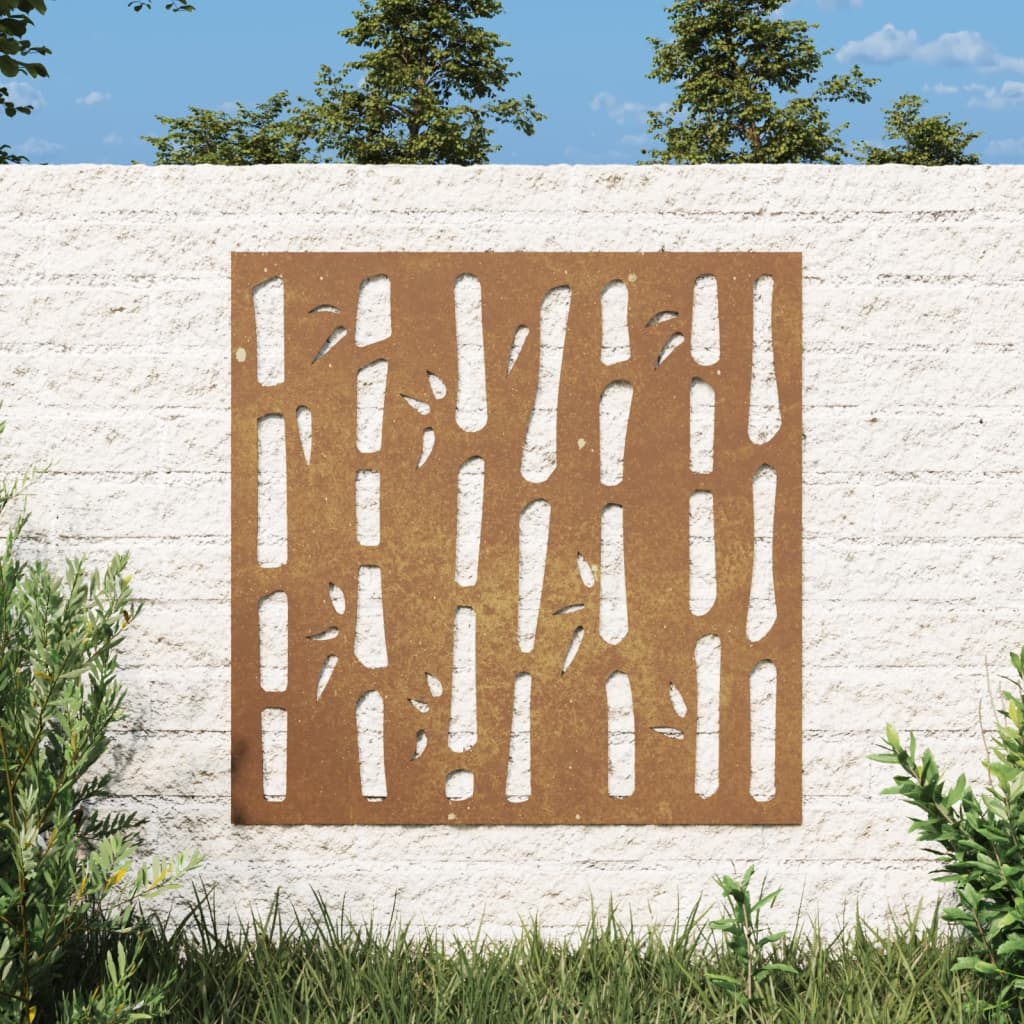 Garten-Wanddeko 55x55 cm Cortenstahl Bambus-Design Garten-Wanddeko 55x55 cm Cortenstahl Bambus-Design