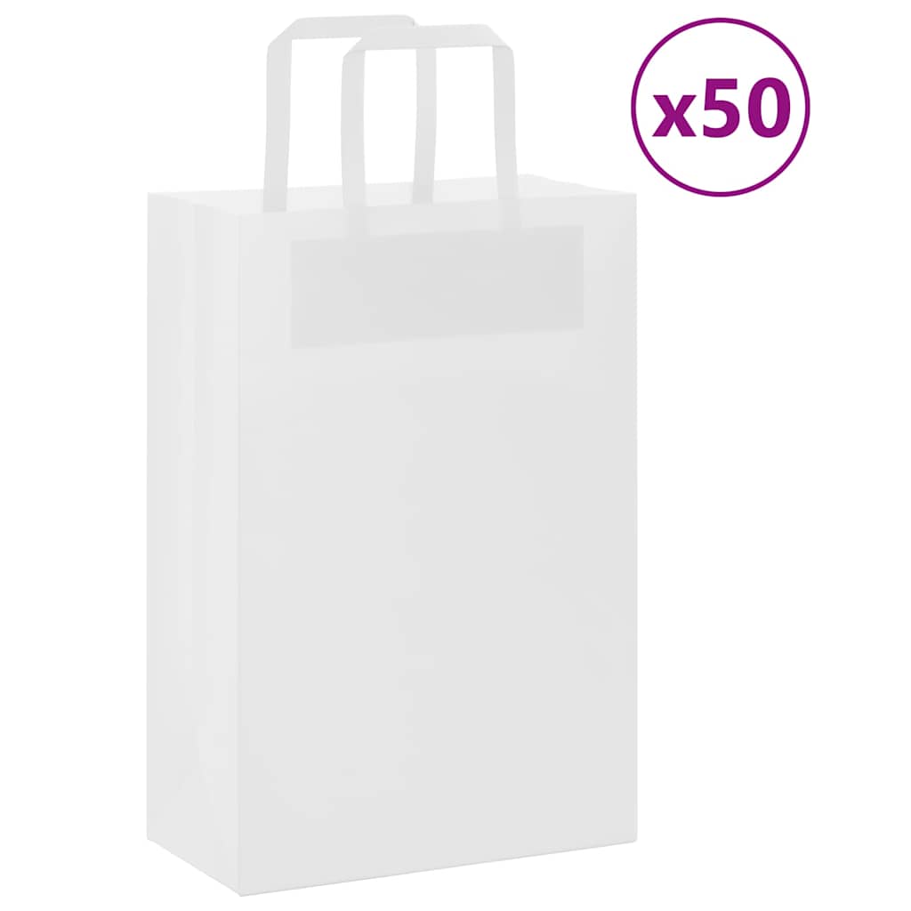 Papiertragetaschen 50 Stk. mit Henkeln Weiß 21x11x31 cm Papiertragetaschen 50 Stk. mit Henkeln Weiß 21x11x31 cm