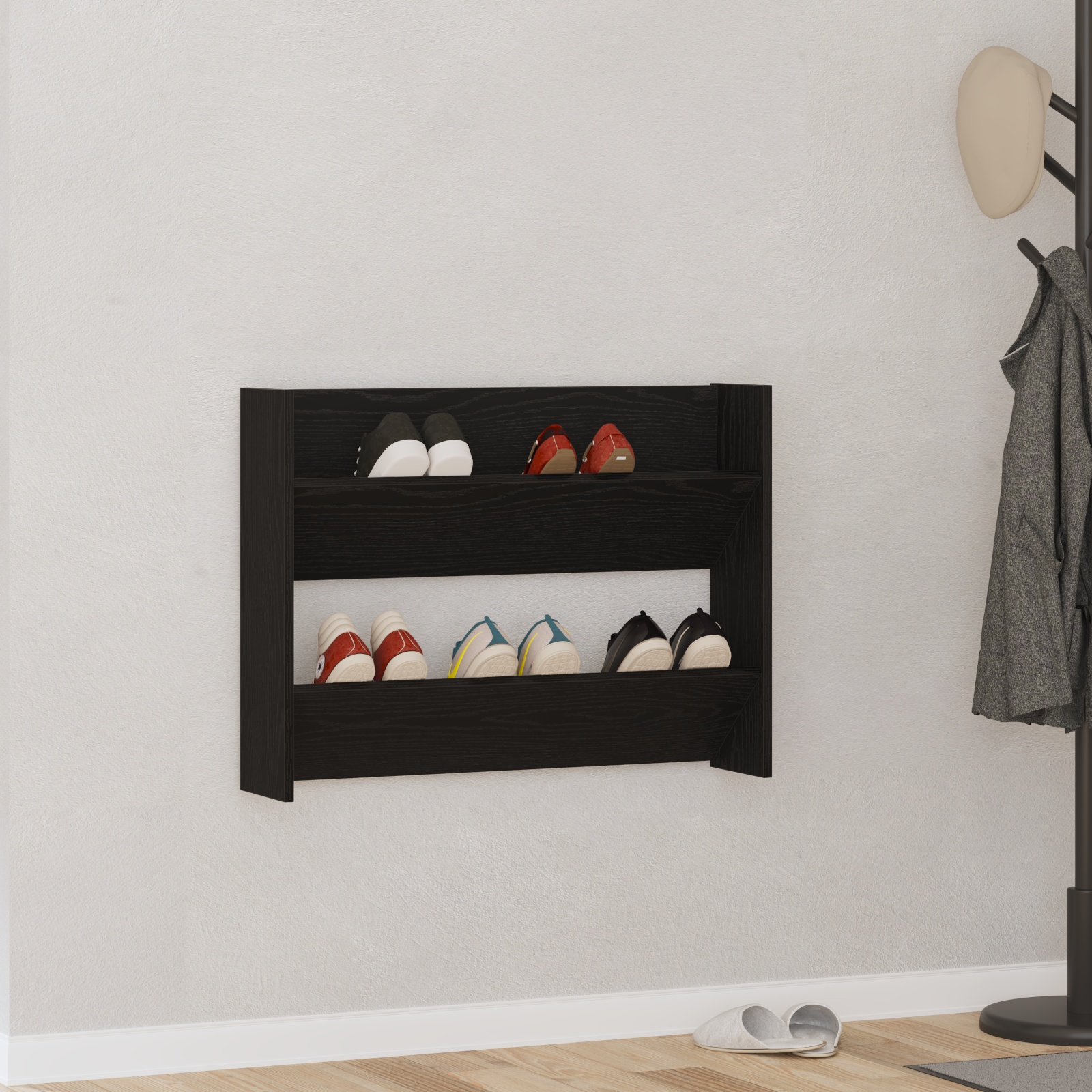 Wandschuhschränke Schwarze Eiche 60 x 18 x 60 cm Holzwerkstoff