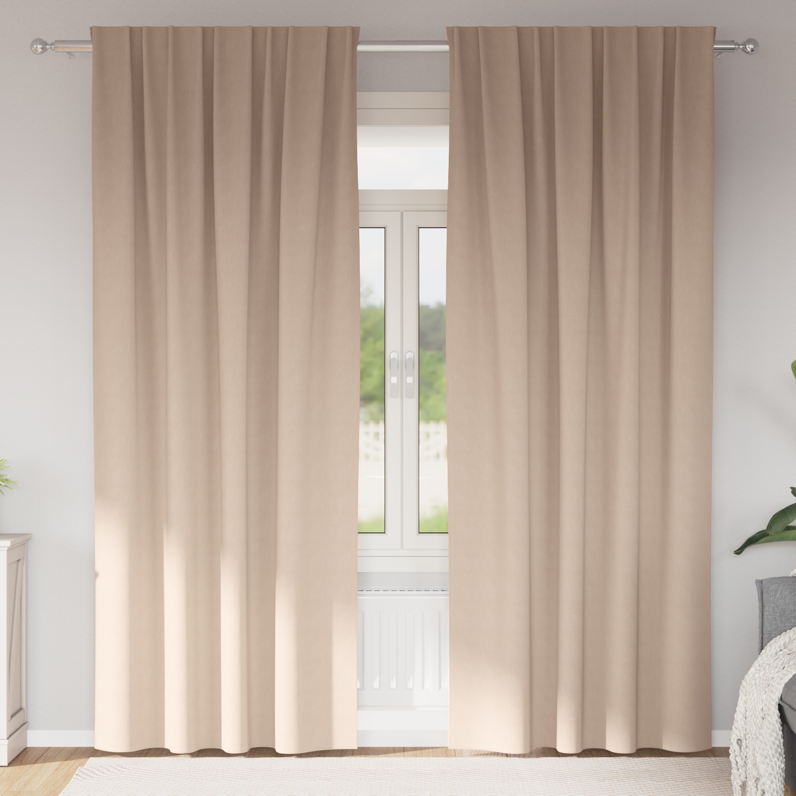 Vorhänge mit Vorhängen 2 pcs Taupe 225 x 140 cm Polyester
