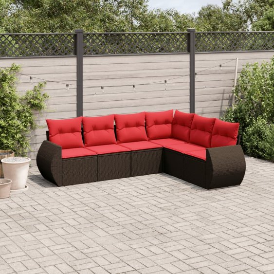 6-teiliges Gartensofa-Set mit Kissen, braun, Polyrattan 6-teiliges Gartensofa-Set mit Kissen, braun, Polyrattan