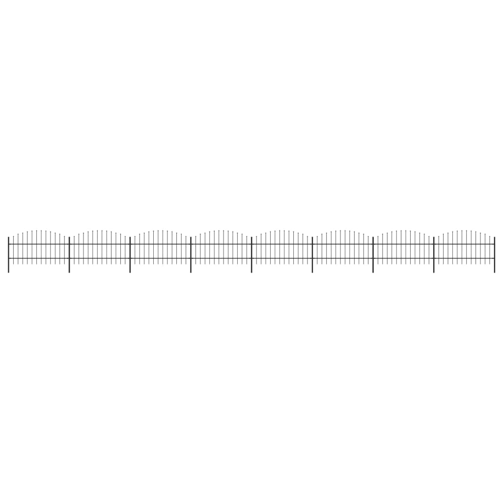 Gartenzaun mit Speerspitzen Stahl (0,75 - 1) x 13,6 m Schwarz