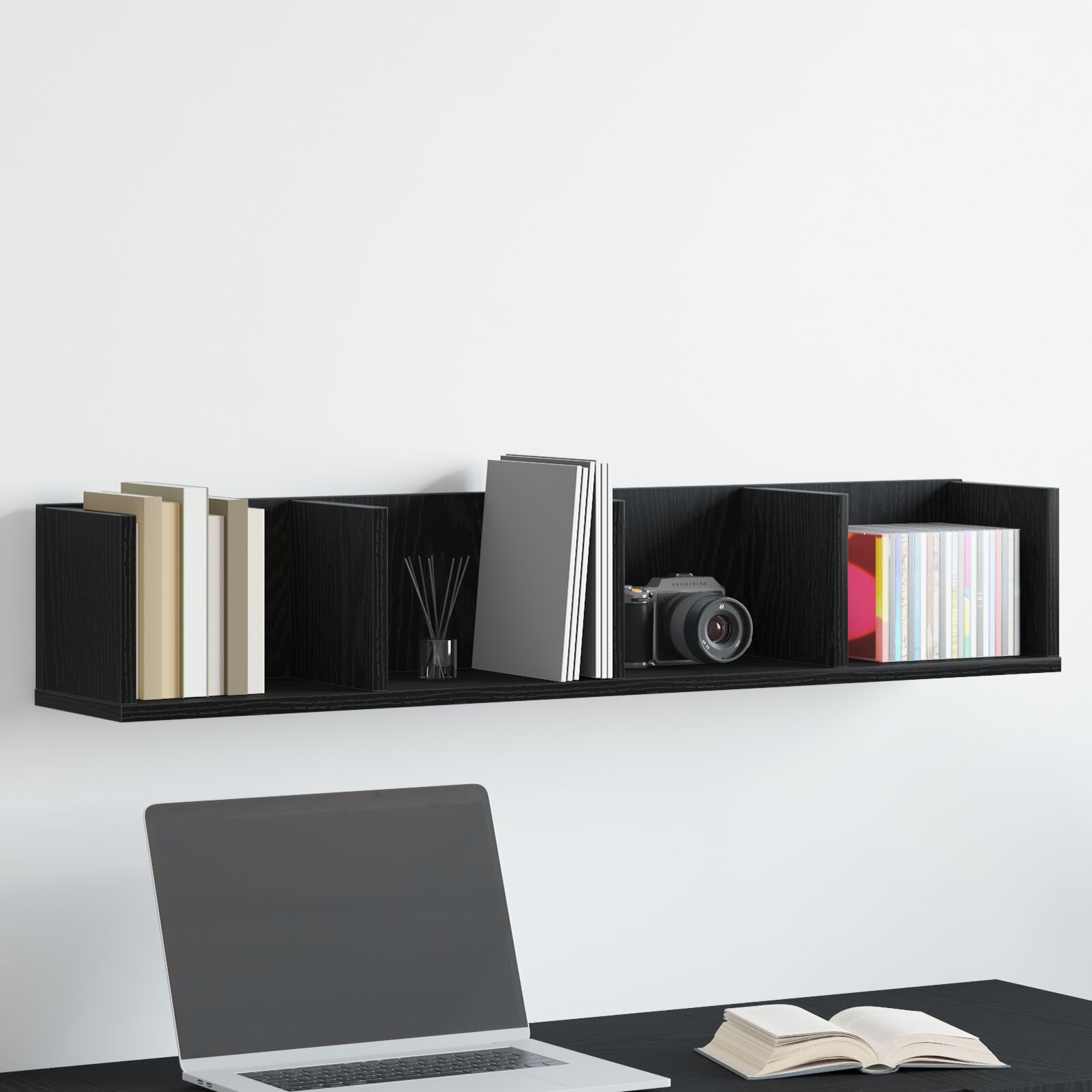 vidaXL CD Wandregal Schwarze Eiche 100x18x18 cm Werkstoff