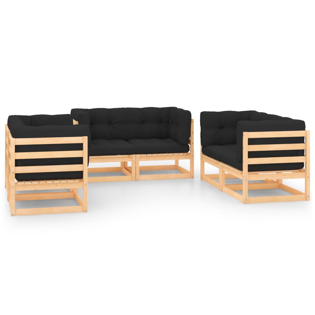 6-tlg. Garten-Lounge-Set mit Kissen Massivholz Kiefer 6-tlg. Garten-Lounge-Set mit Kissen Massivholz Kiefer