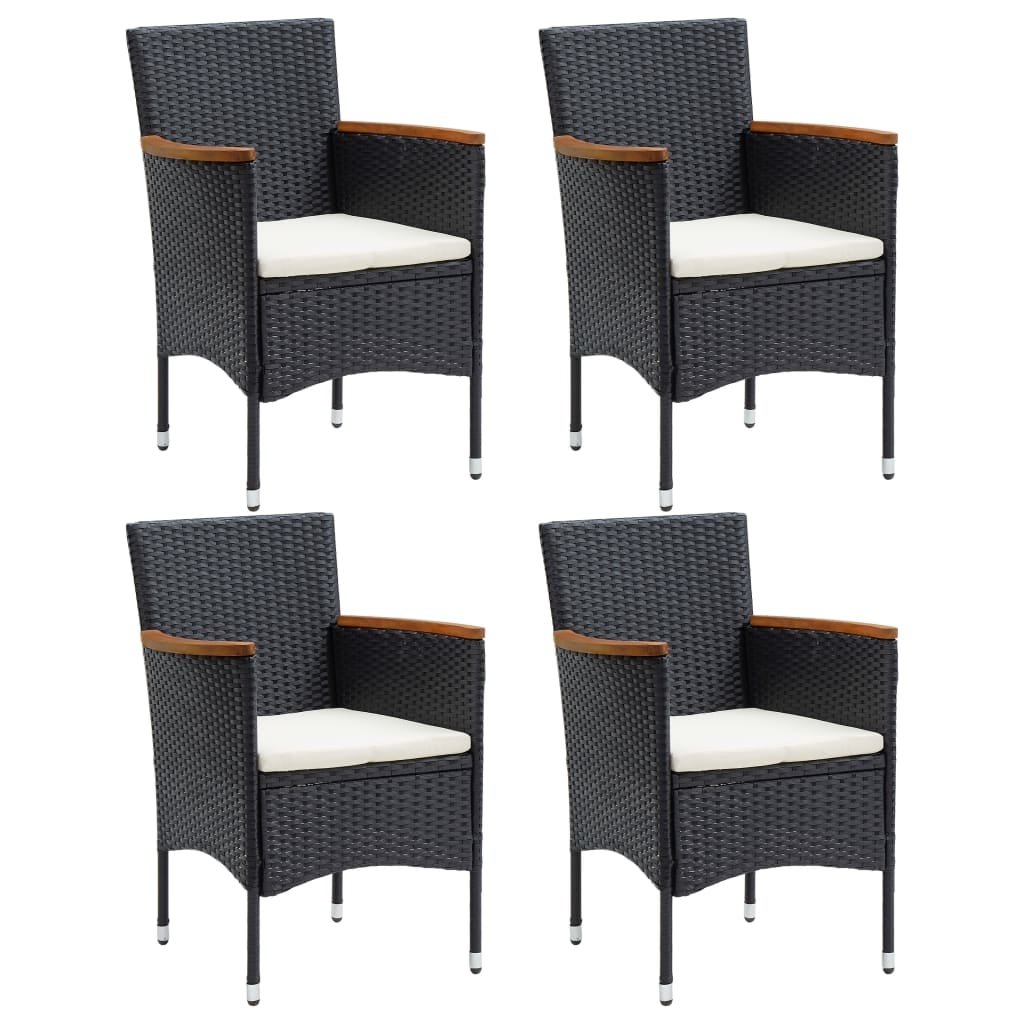 Garten-Essstühle 4 Stk. Poly Rattan Schwarz Garten-Essstühle 4 Stk. Poly Rattan Schwarz