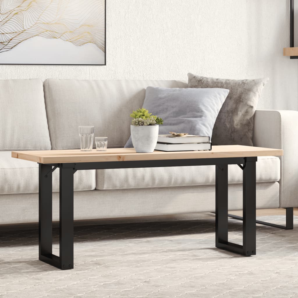 Couchtisch O-Gestell 110x40x45,5 cm Massivholz Kiefer Gusseisen