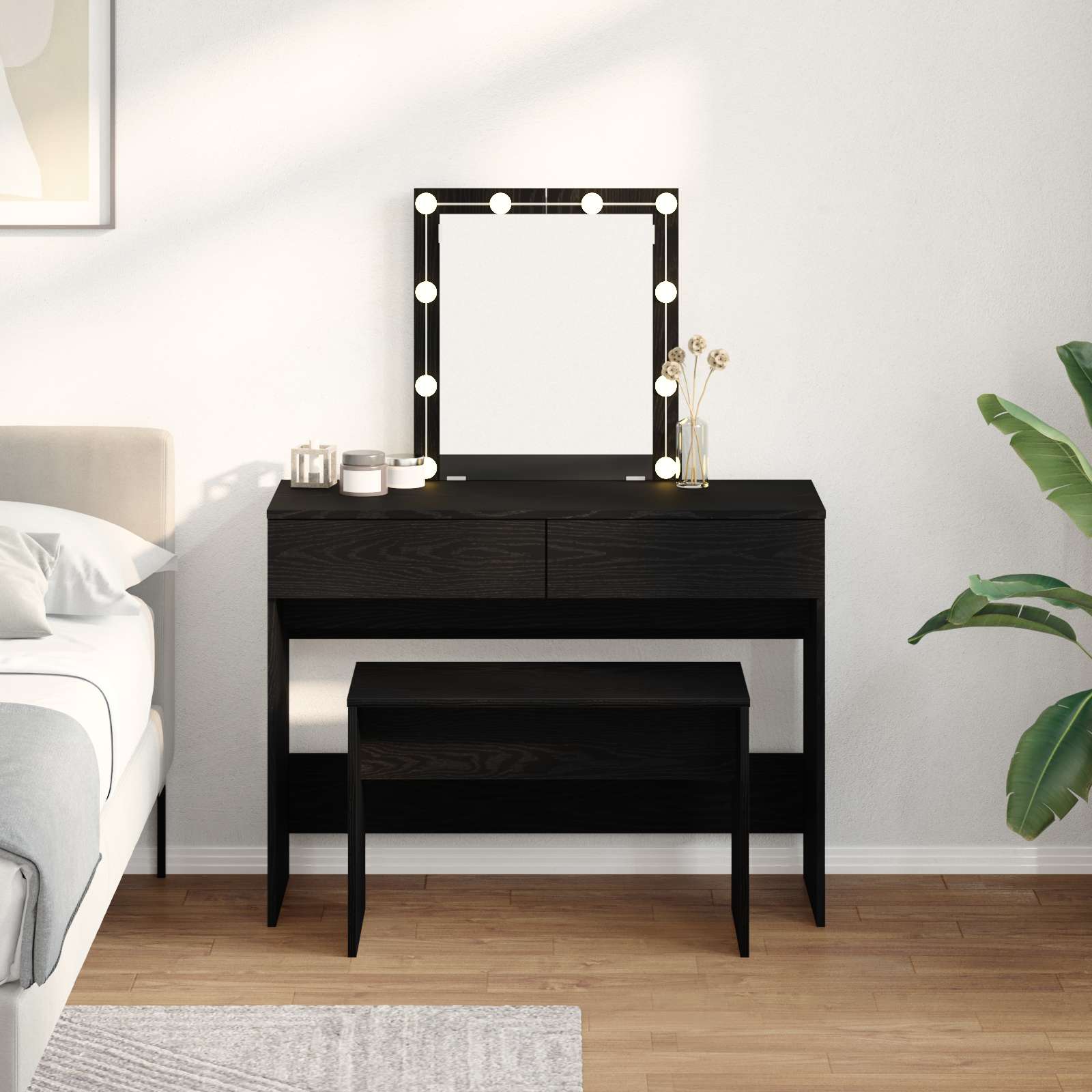 Dressing Stool Schwarze Eiche 70x35x45 cm MDF