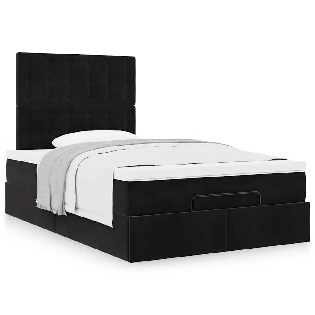 Ottoman-Bett mit Matratzen Schwarz 120x200 cm Samt