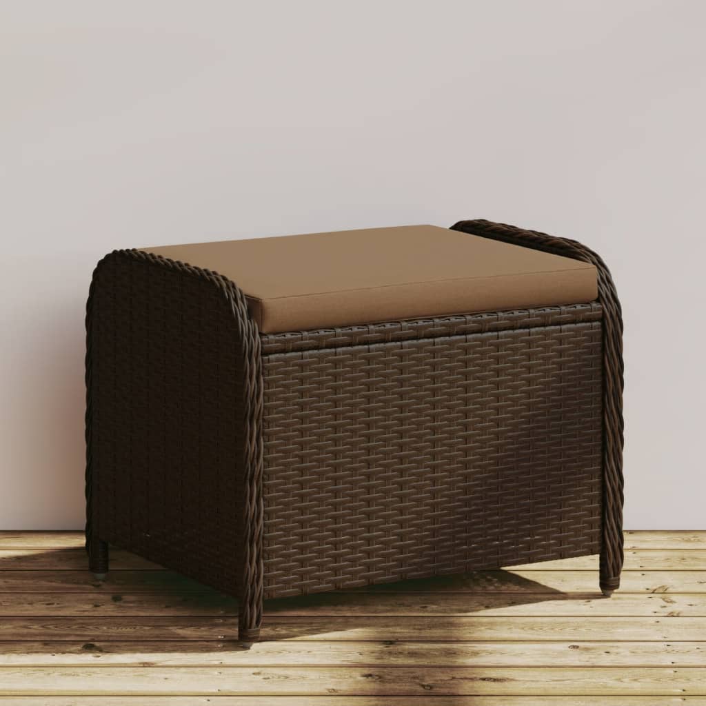 Gartenhocker mit Kissen Braun 58x46x46 cm Poly Rattan Gartenhocker mit Kissen Braun 58x46x46 cm Poly Rattan
