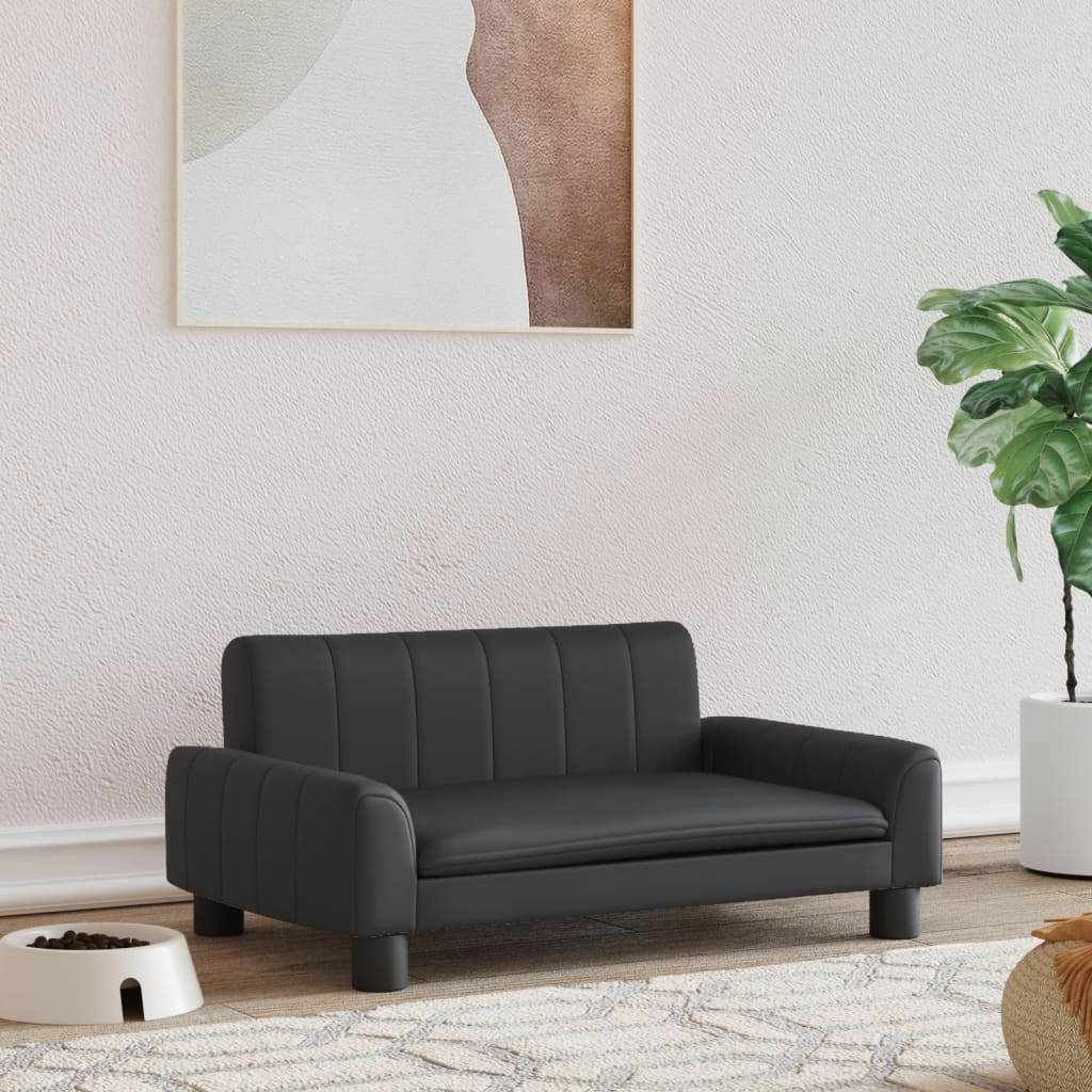 Hundebett Schwarz 70x45x30 cm Kunstleder Hundebett Schwarz 70x45x30 cm Kunstleder
