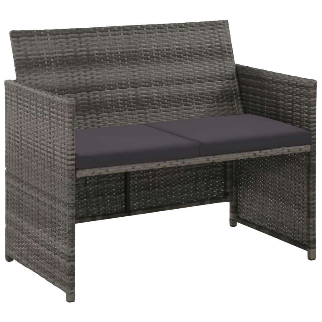 2-Sitzer-Gartensofa mit Polstern Grau Poly Rattan 2-Sitzer-Gartensofa mit Polstern Grau Poly Rattan