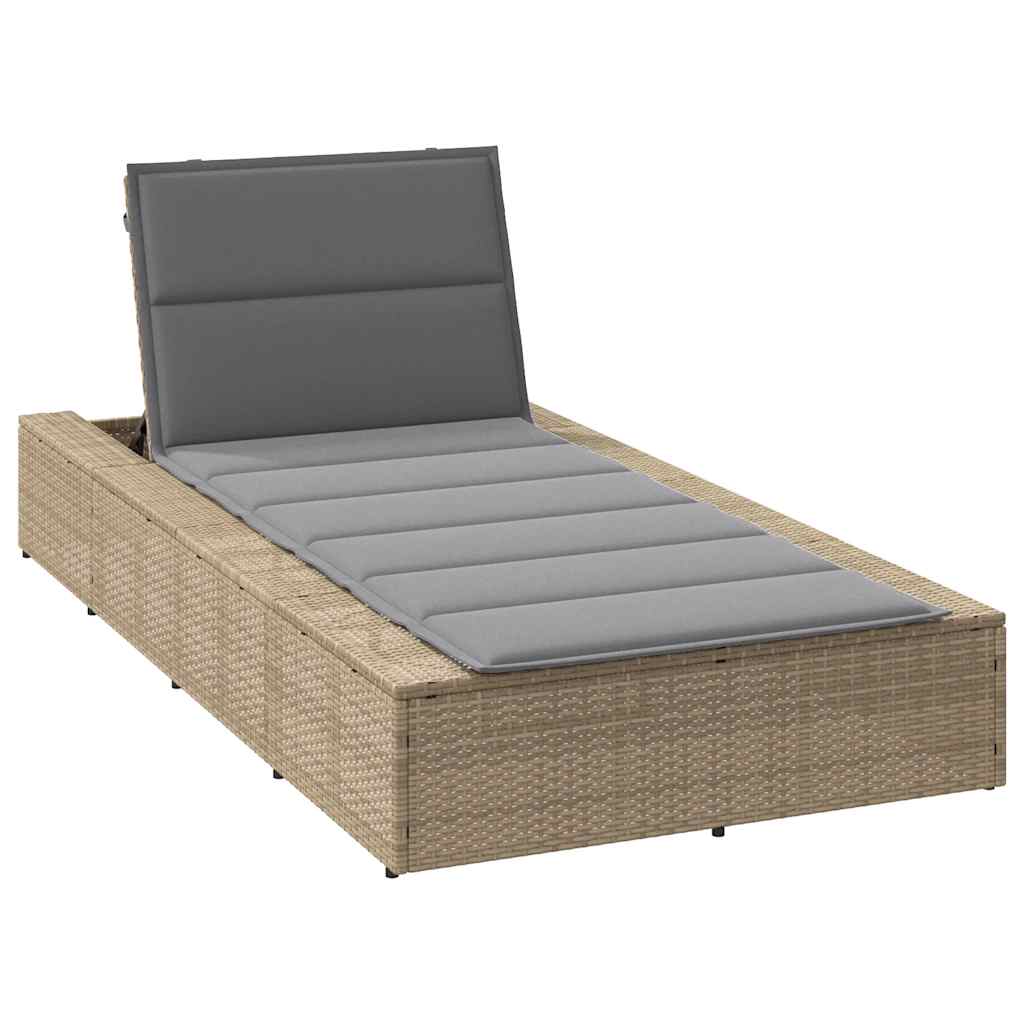 Sonnenliege mit schwebender Auflage Beige Poly Rattan Sonnenliege mit schwebender Auflage Beige Poly Rattan