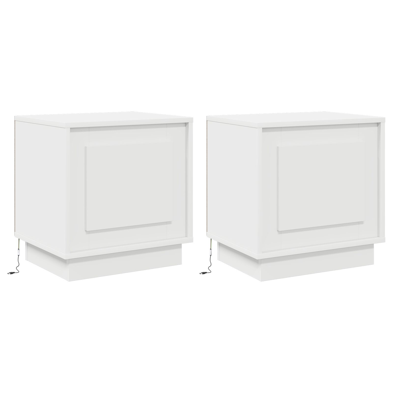 Nachttische mit LED-Lichtern 2 Stück Weiß 44x34,5x45 cm