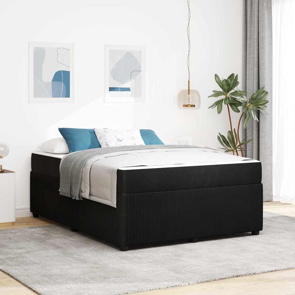 Bettgestell mit Matratze mit Matratze Schwarz 140 x 200 cm Samt
