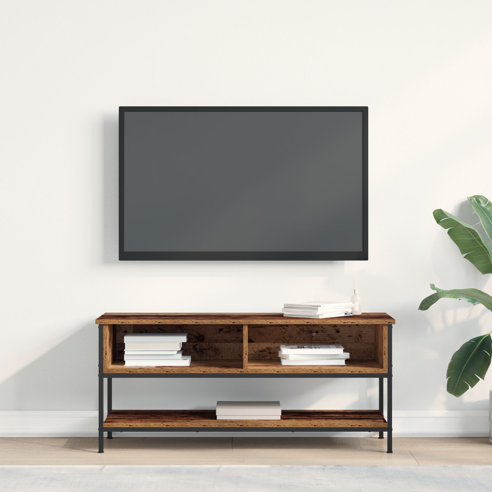TV-Schrank Altholz 100x35x45 cm Holzwerkstoff und Stahl