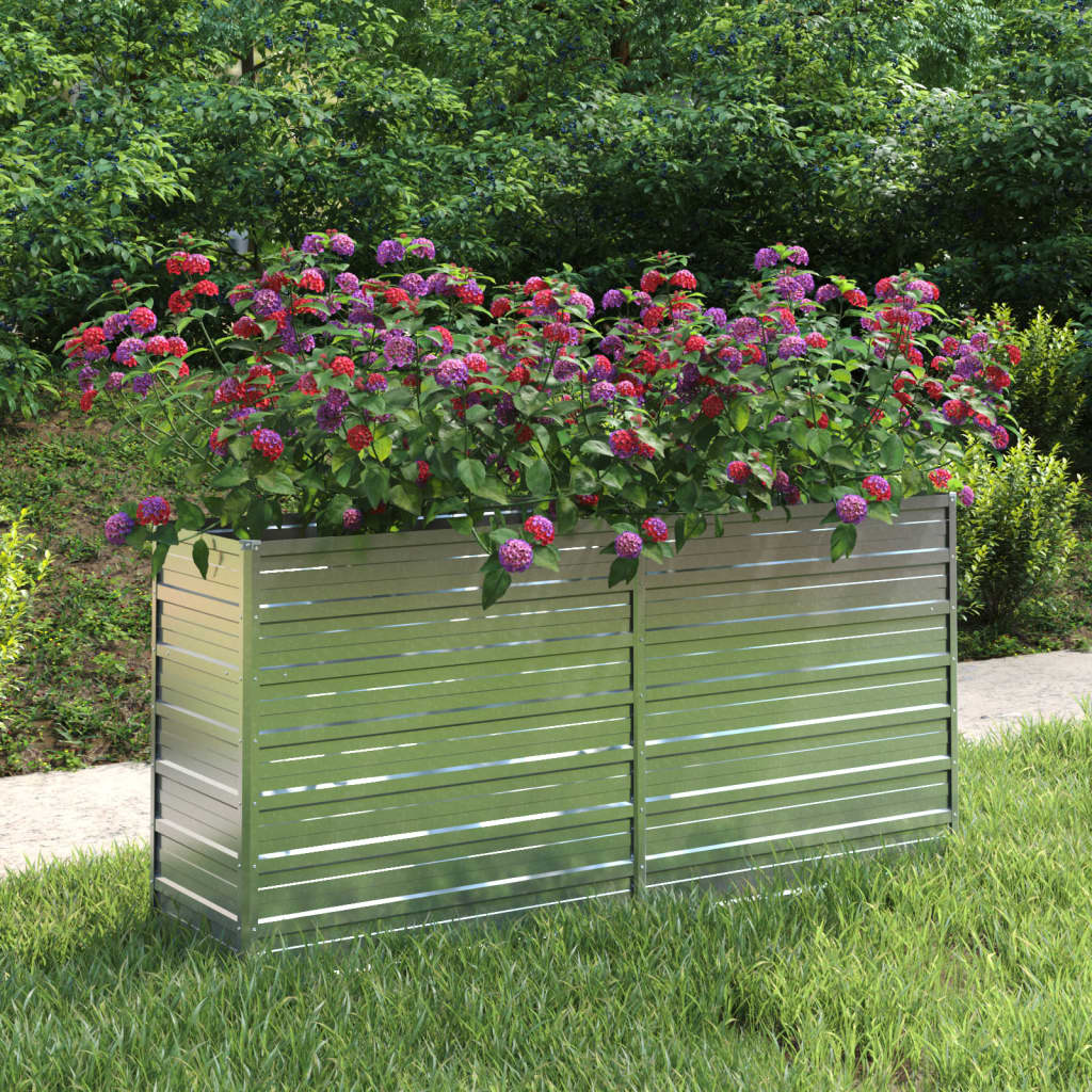 Garten-Hochbeet 160x40x77 cm Verzinkter Stahl Silber Garten-Hochbeet 160x40x77 cm Verzinkter Stahl Silber