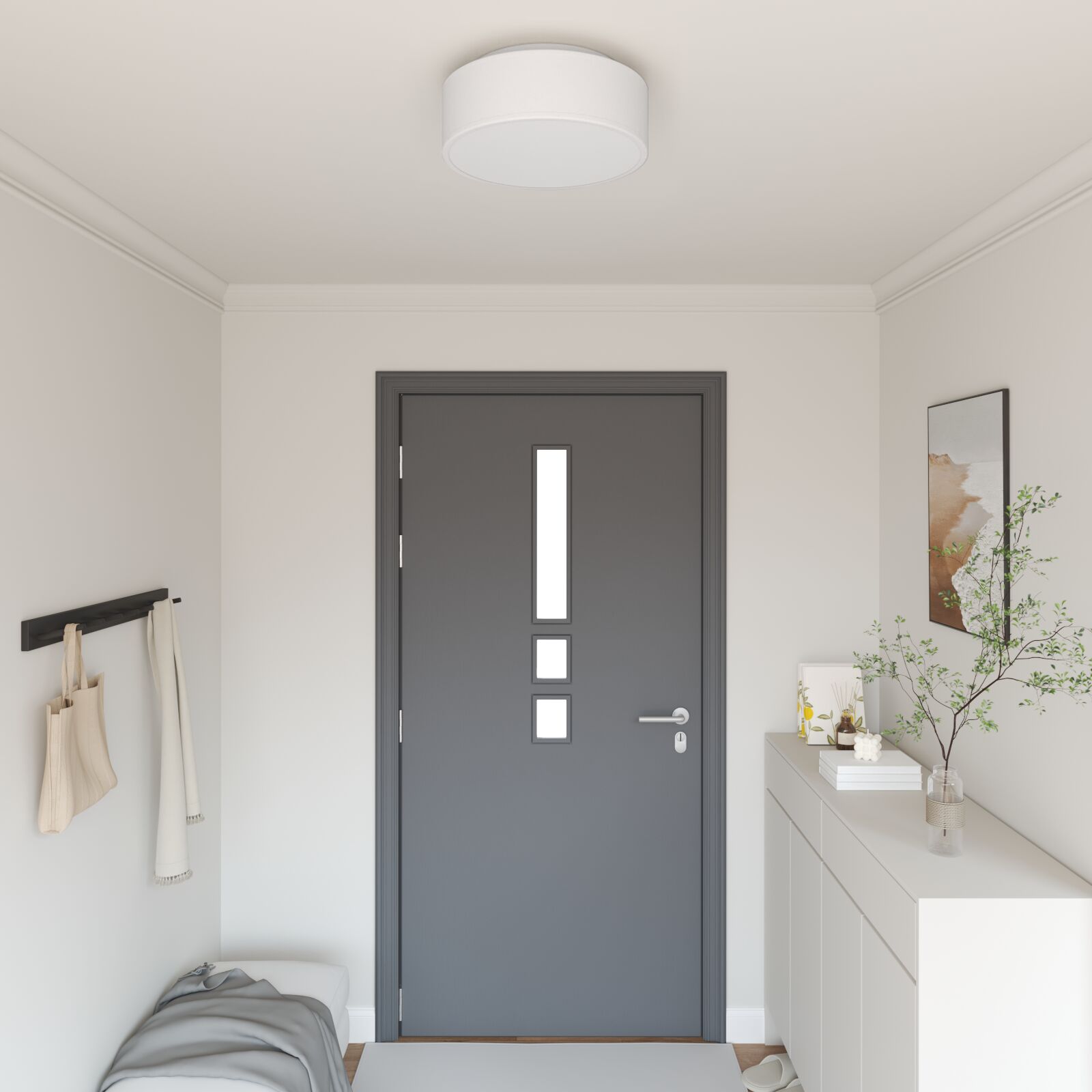 Deckenleuchten Flush Mount Weiß Ø 38 cm Stoff E27