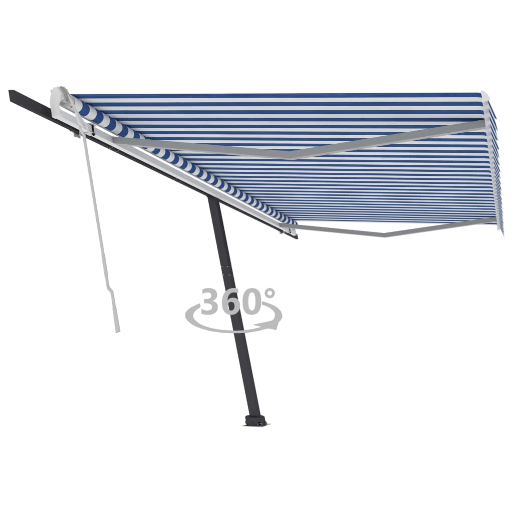 Standmarkise Manuell Einziehbar 500x350 cm Blau/Weiß