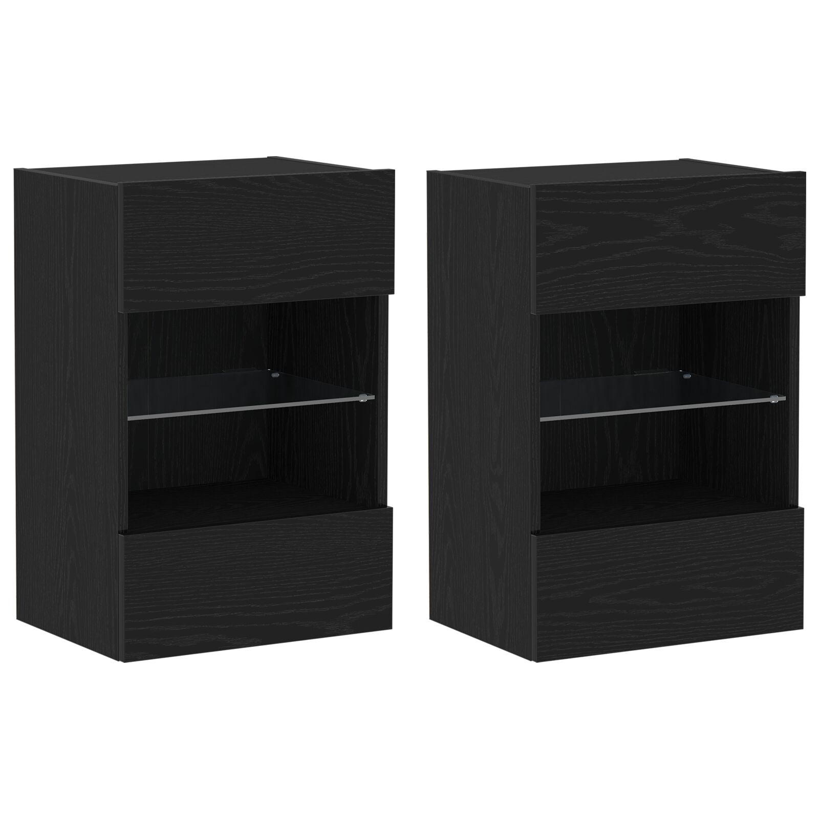 LED TV-Schrank 2 Stk. Schwarz Eiche 40x30x60,5cm Holzwerkstoff