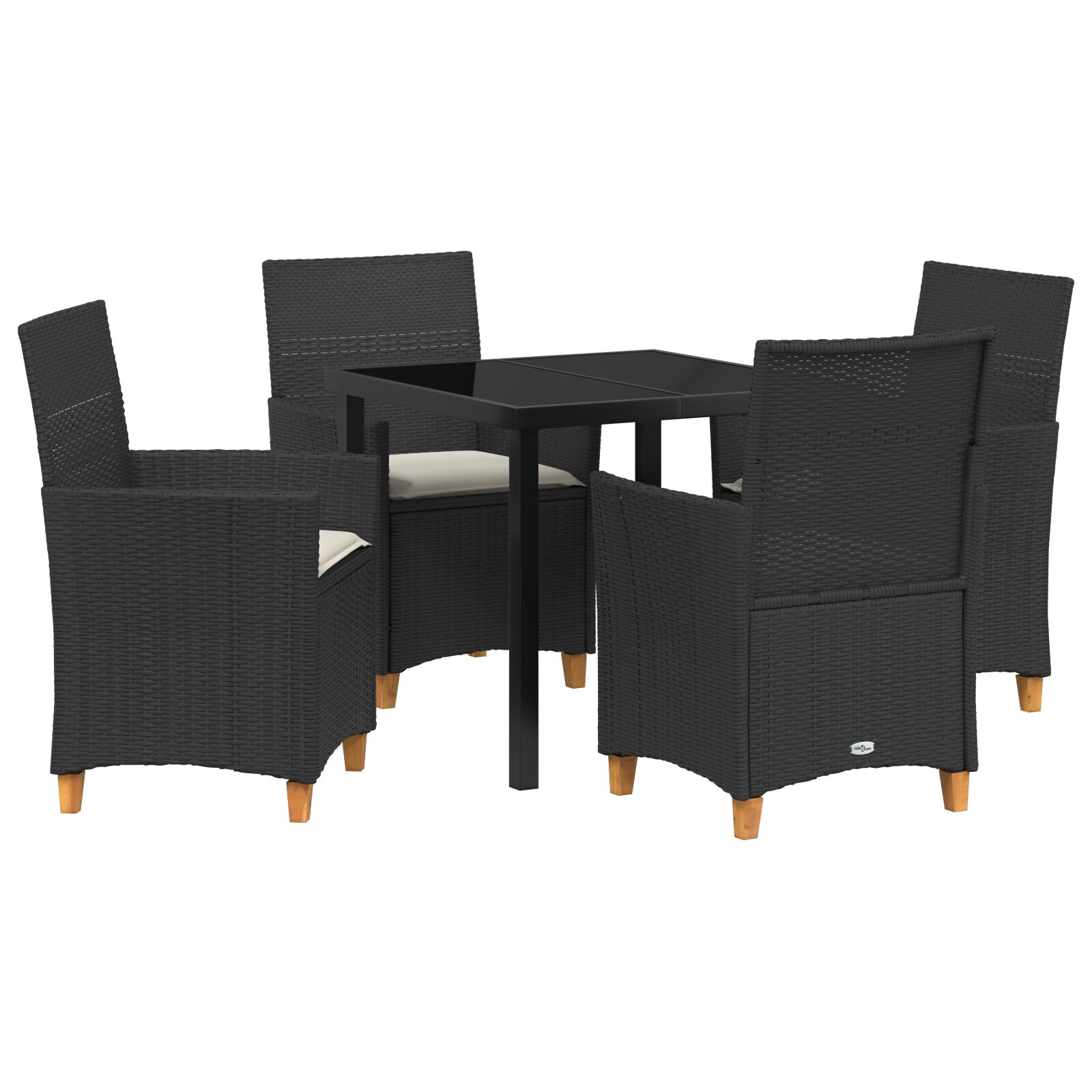 5 Teile Garten-Dining-Set mit Kissen Schwarz Poly-Rattan 5 Teile Garten-Dining-Set mit Kissen Schwarz Poly-Rattan