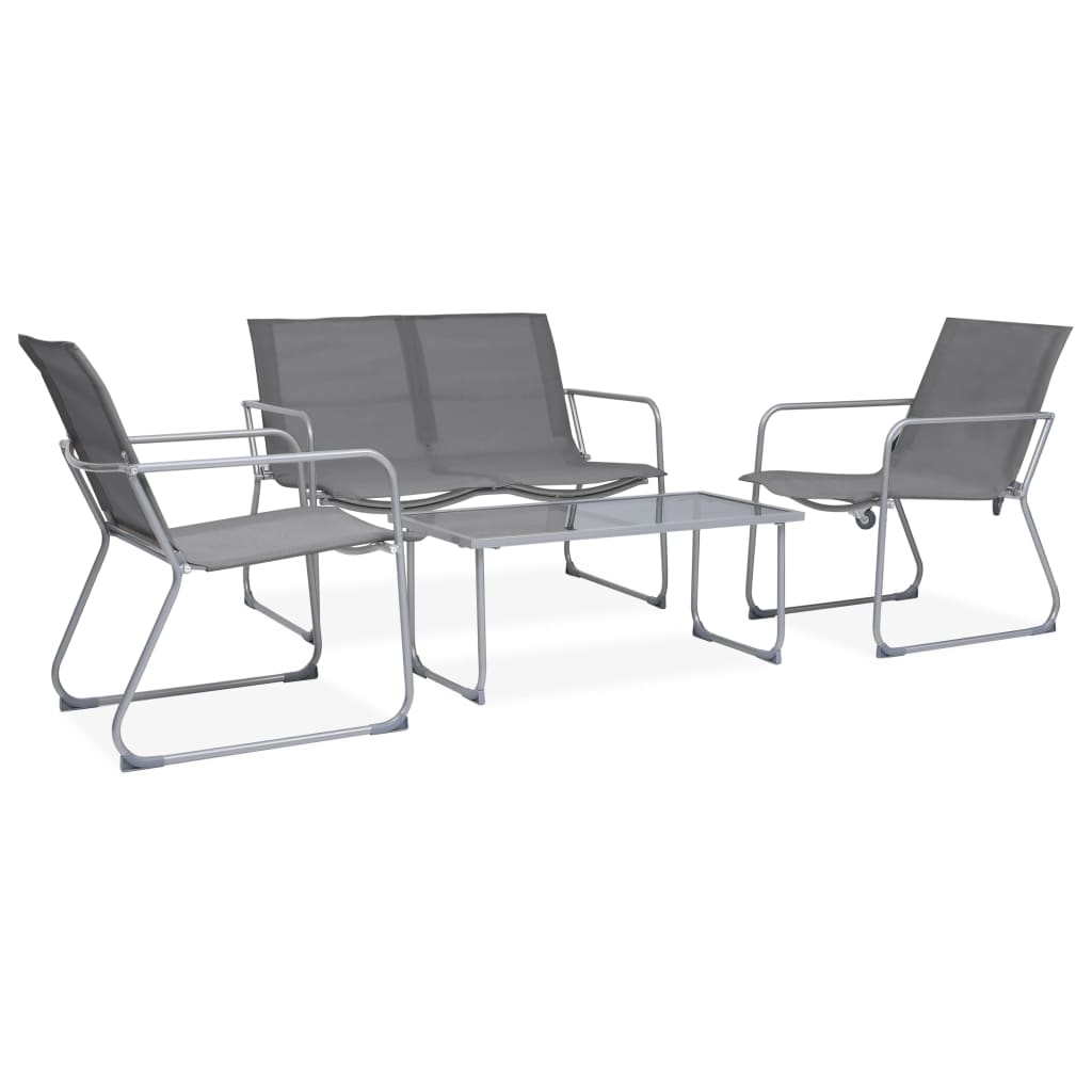 4-tlg. Garten-Lounge-Set Stoff und Stahl Grau 4-tlg. Garten-Lounge-Set Stoff und Stahl Grau