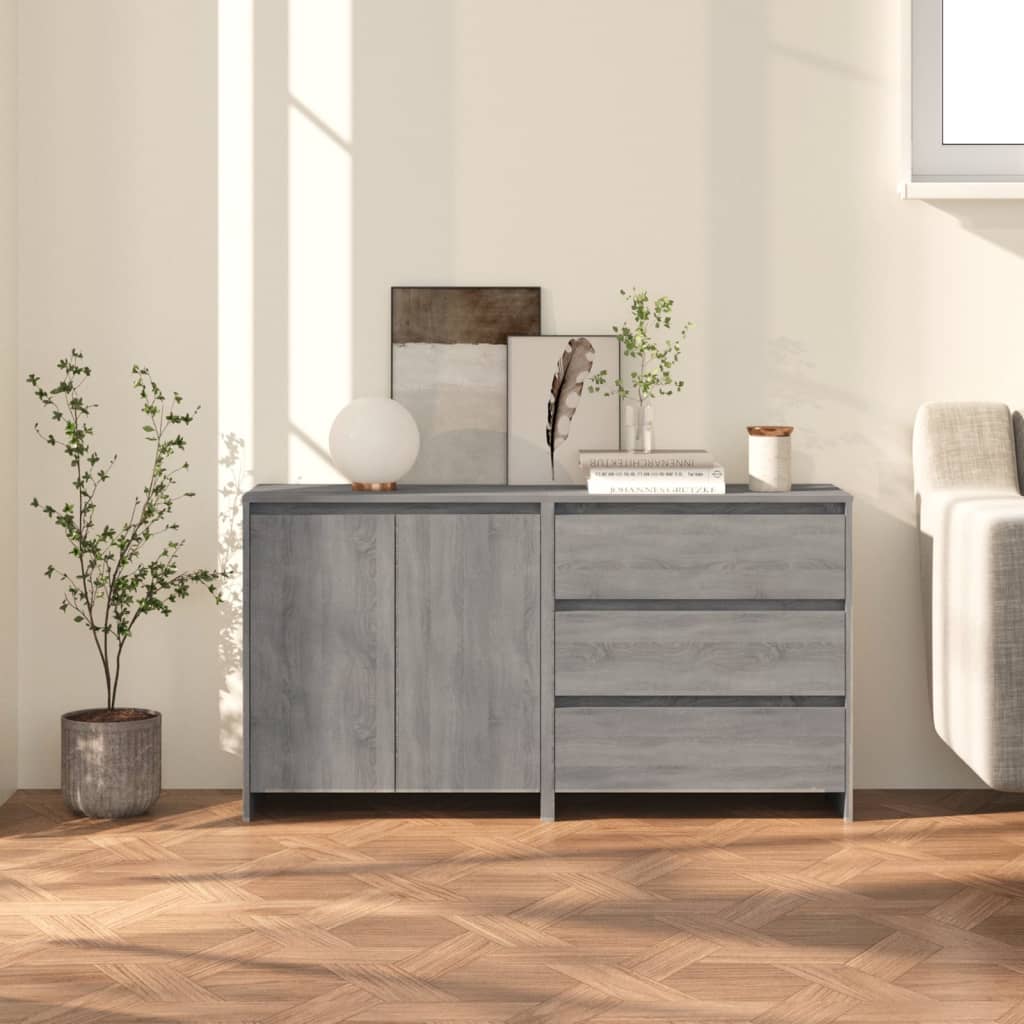 2-tlg. Sideboard Grau Sonoma Holzwerkstoff 2-tlg. Sideboard Grau Sonoma Holzwerkstoff