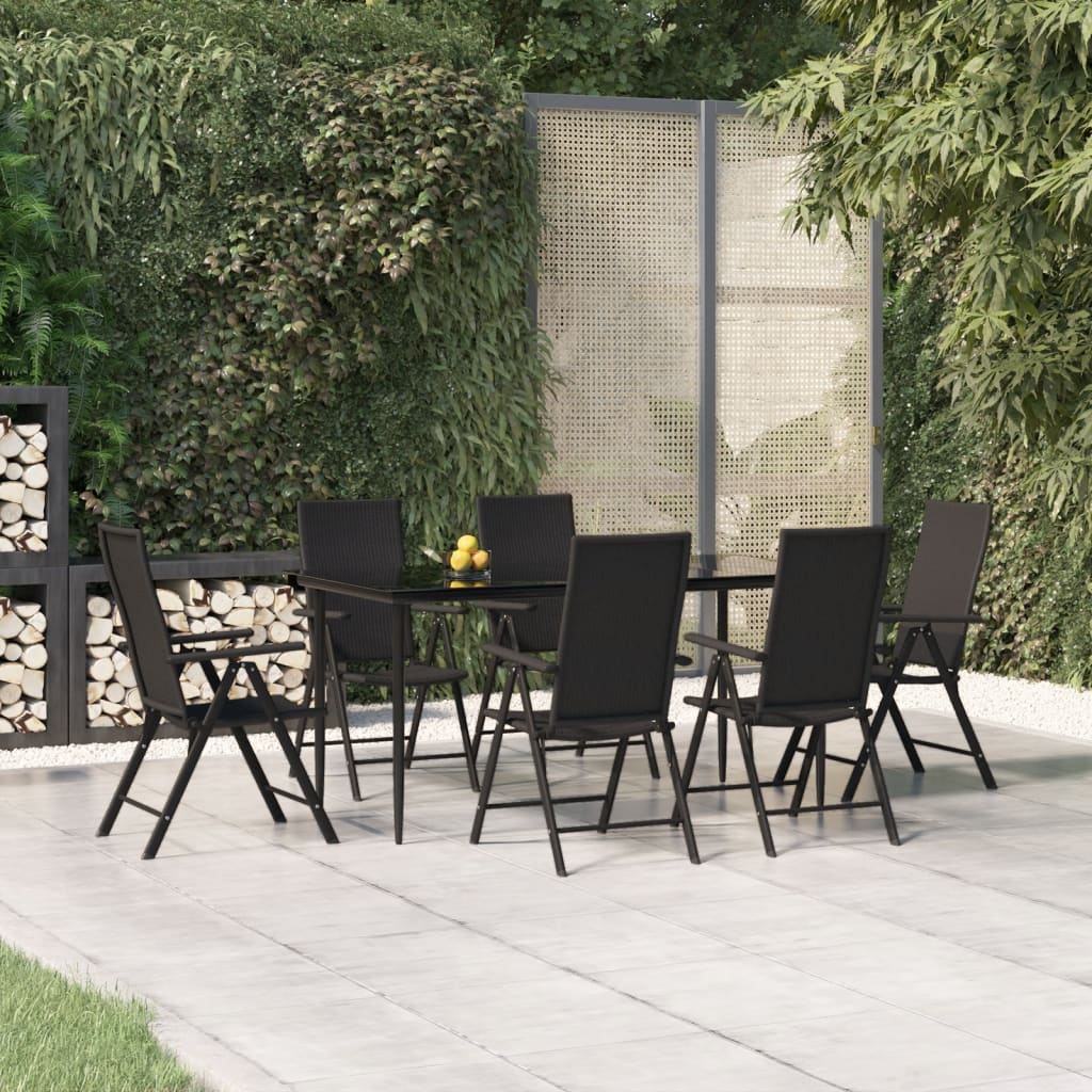 7-tlg. Garten-Essgruppe Schwarz Poly Rattan 7-tlg. Garten-Essgruppe Schwarz Poly Rattan