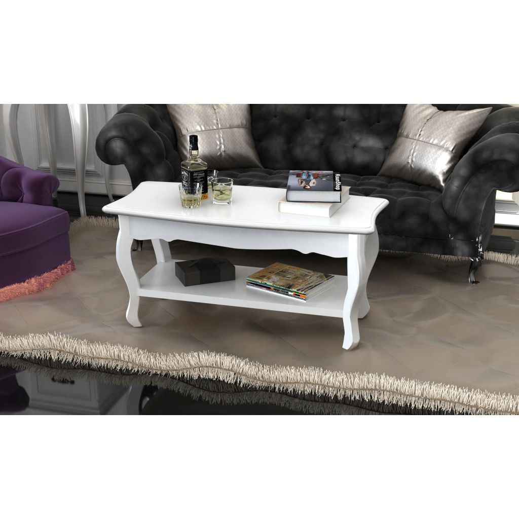 Couchtisch mit Ablageboden MDF Weiß