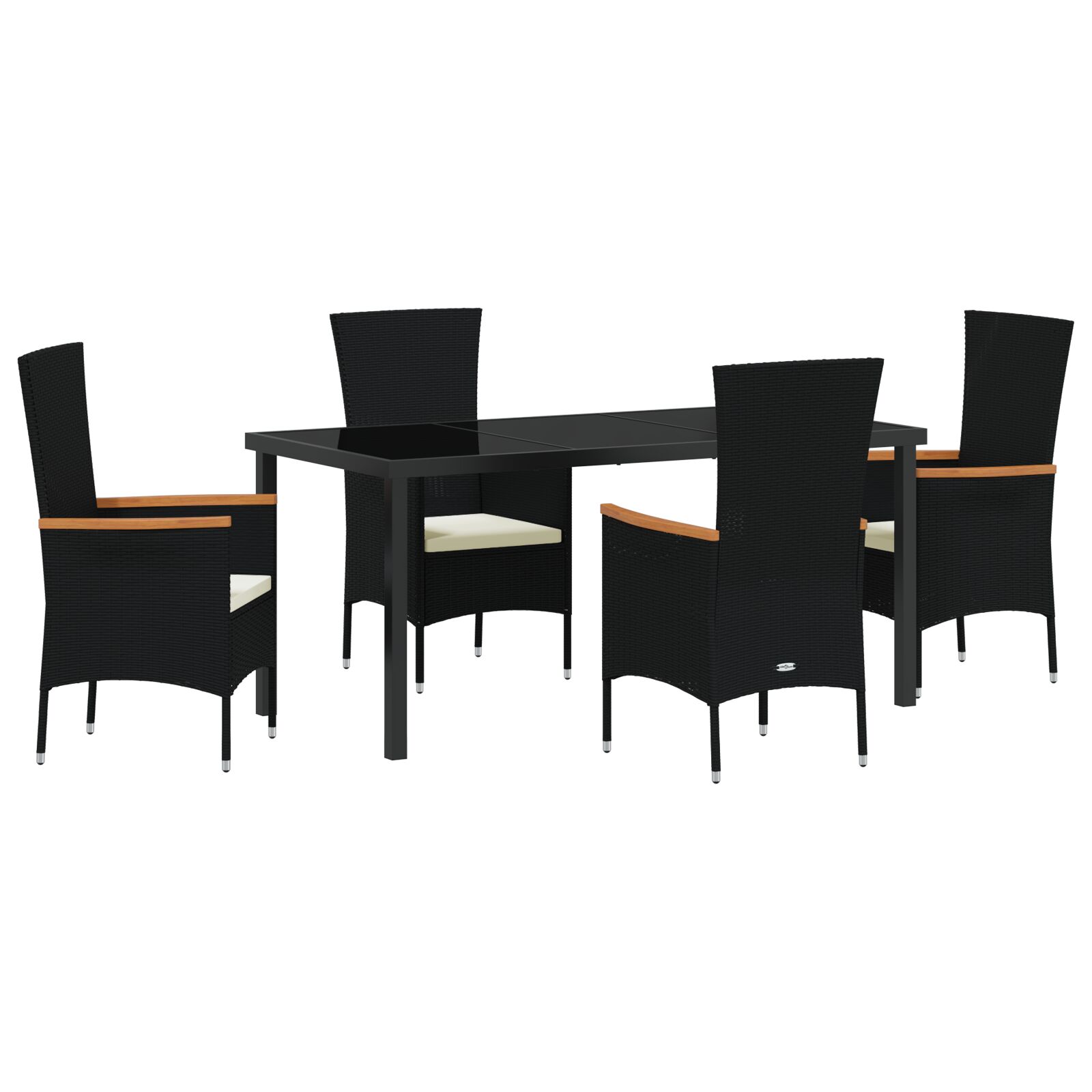 5-teiliges Garten-Essset mit Kissen Schwarzes Poly-Rattan 5-teiliges Garten-Essset mit Kissen Schwarzes Poly-Rattan