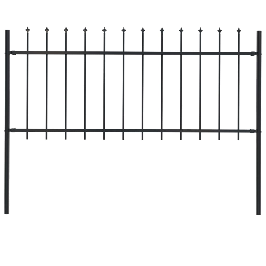 Gartenzaun mit Speerspitzen Stahl 1,7 x 0,8 m Schwarz