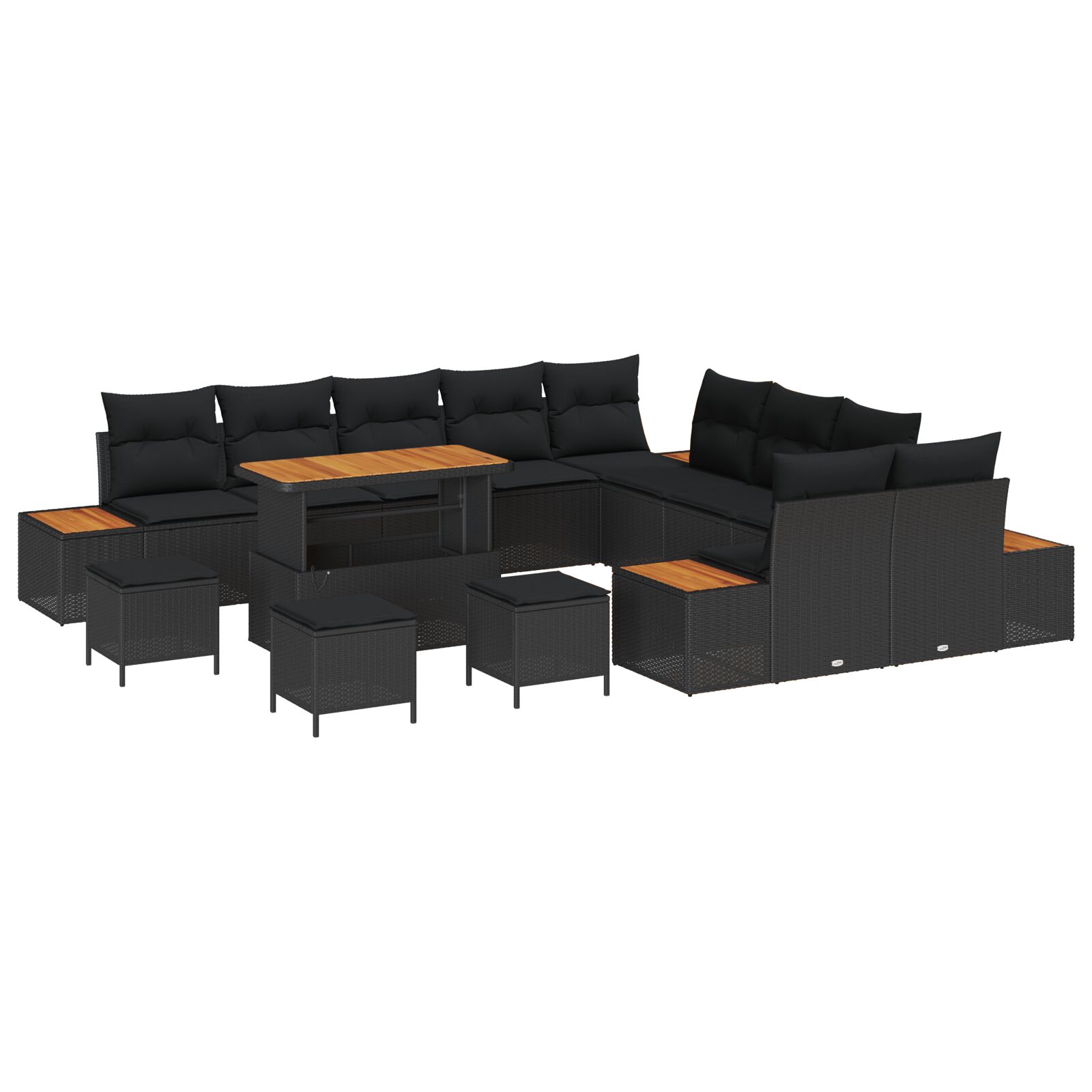 14-teiliges Garten-Sofa-Set mit Kissen Schwarz Poly-Rattan Akazie, 4-teiliges Garten-Esszimmer-Set mit Kissen Schwarz Poly-Rattan Akazie 14-teiliges Garten-Sofa-Set mit Kissen Schwarz Poly-Rattan Akazie, 4-teiliges Garten-Esszimmer-Set mit Kissen Schwarz Poly-Rattan Akazie