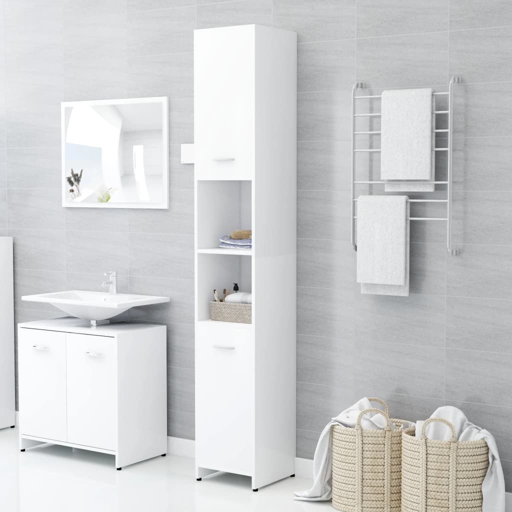 Badezimmerschrank Weiß 30x30x183,5 cm Holzwerkstoff