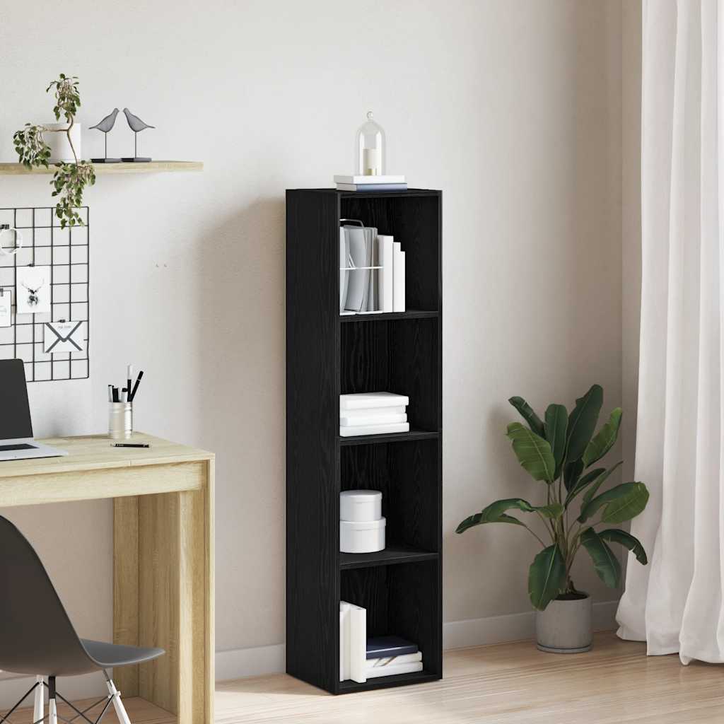 Bücherregal Schwarz Eichen-Optik 36x30x143 cm Holzwerkstoff