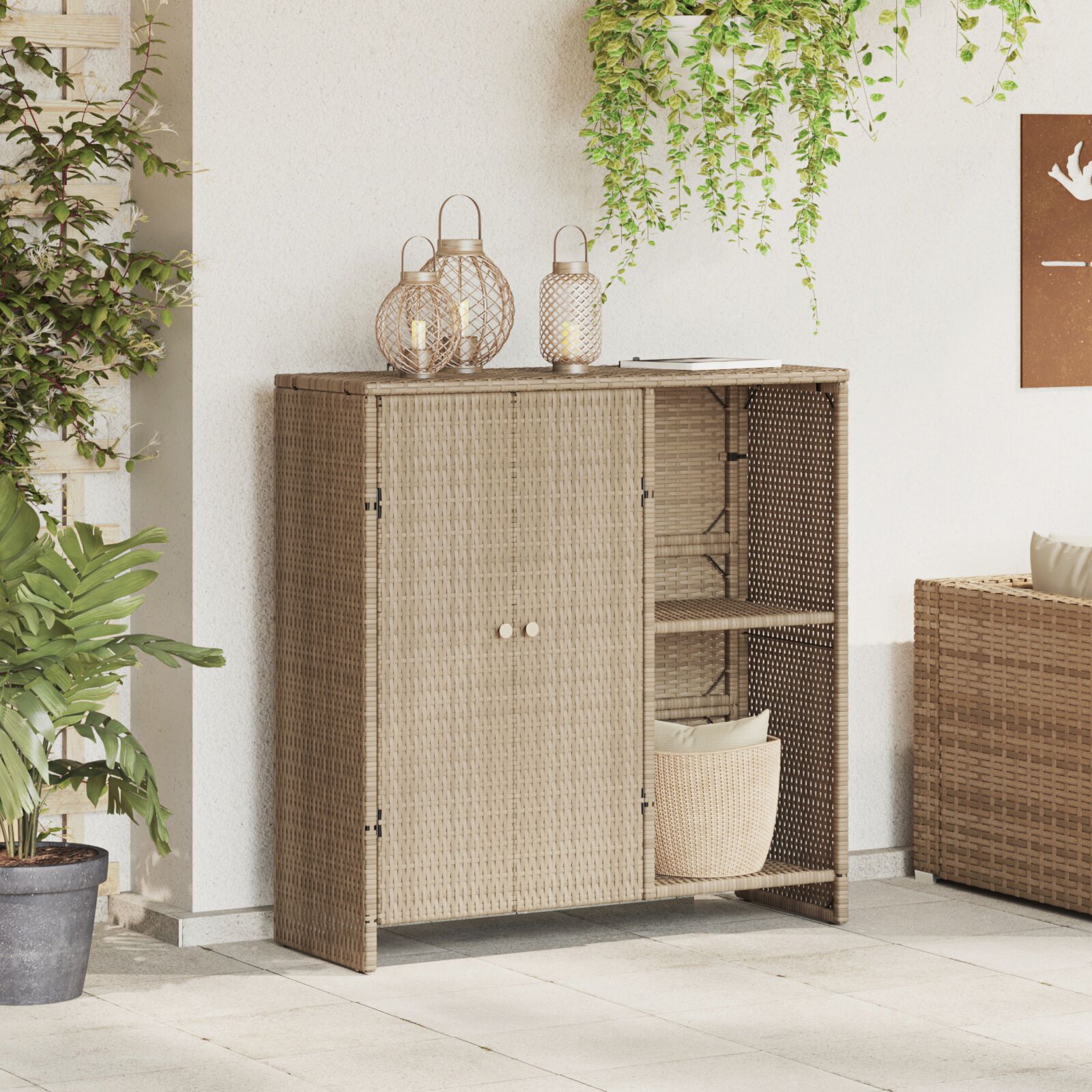 vidaXL Aufbewahrungsschrank Beige 100x36x102 cm Rattan