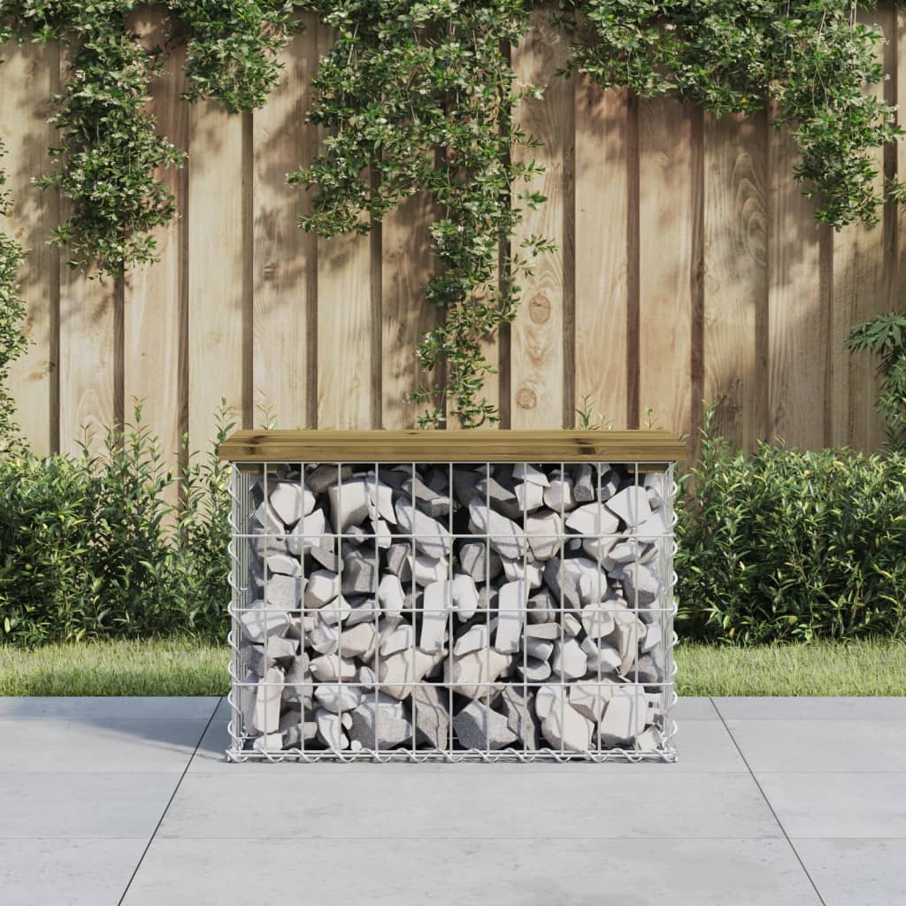 Gartenbank aus Gabionen 63x31,5x42 cm Kiefernholz Imprägniert Gartenbank aus Gabionen 63x31,5x42 cm Kiefernholz Imprägniert