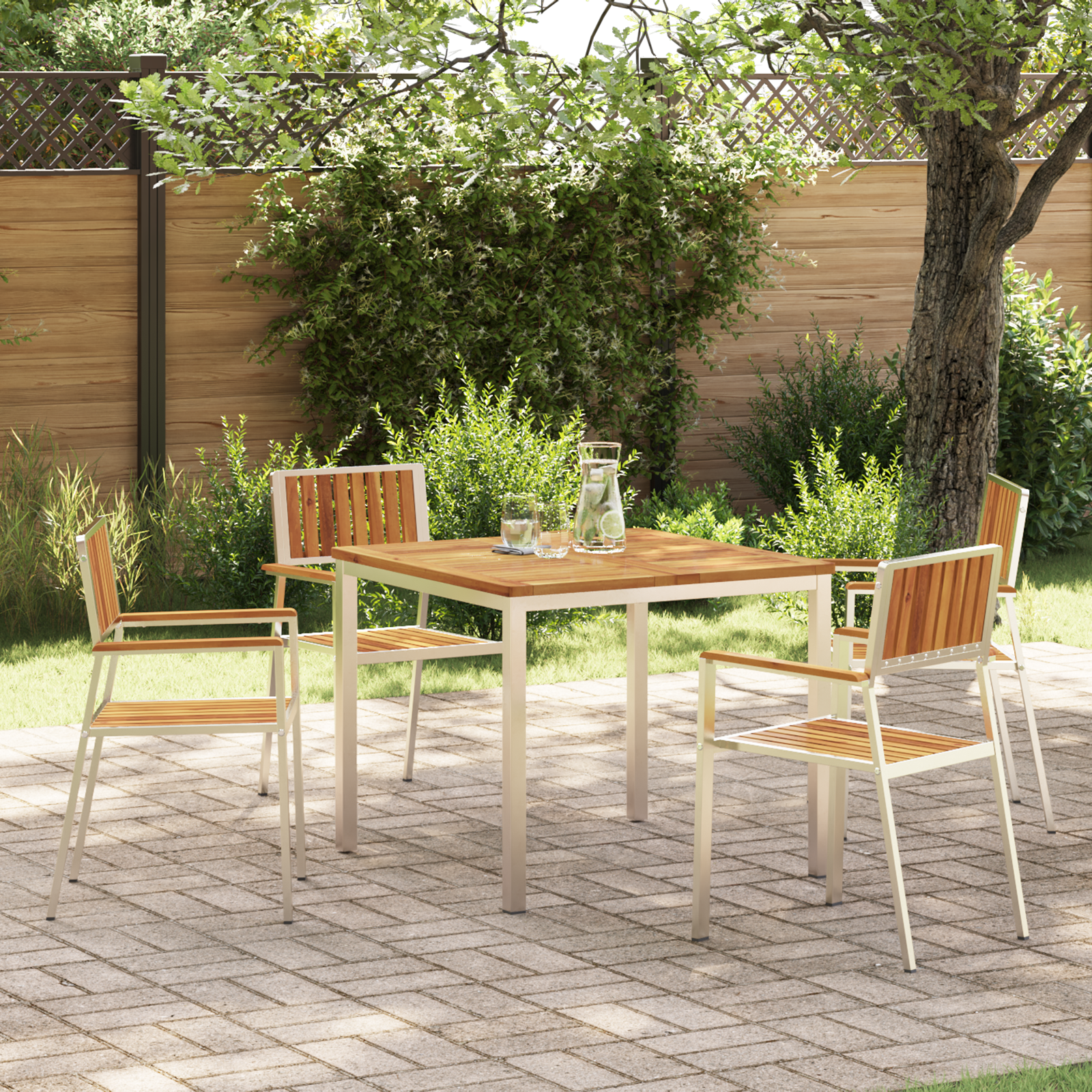 5-teiliges Garten-Dining-Set aus Massivholz Akazie