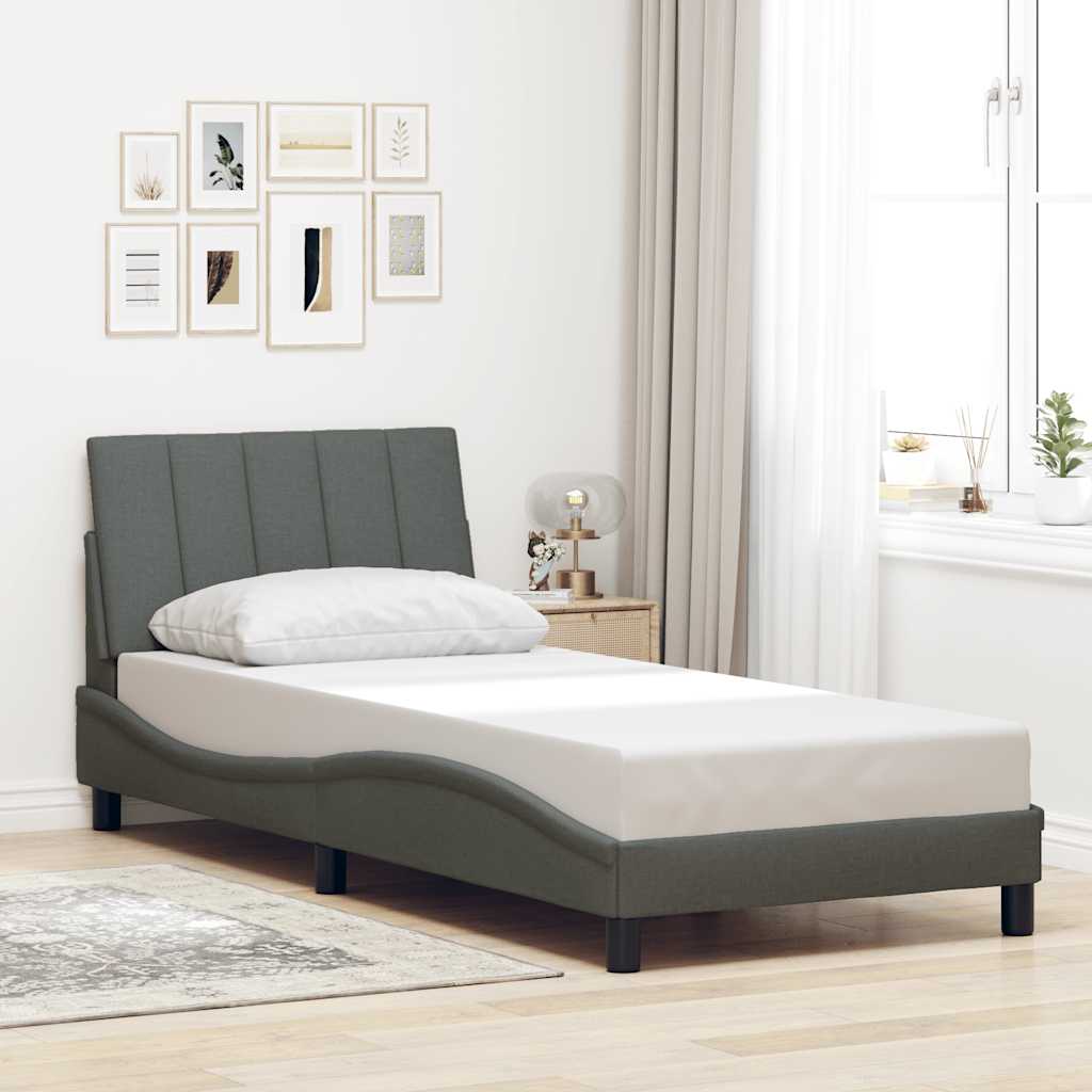 Bettgestell ohne Matratze Dunkelgrau 90x190 cm Stoff