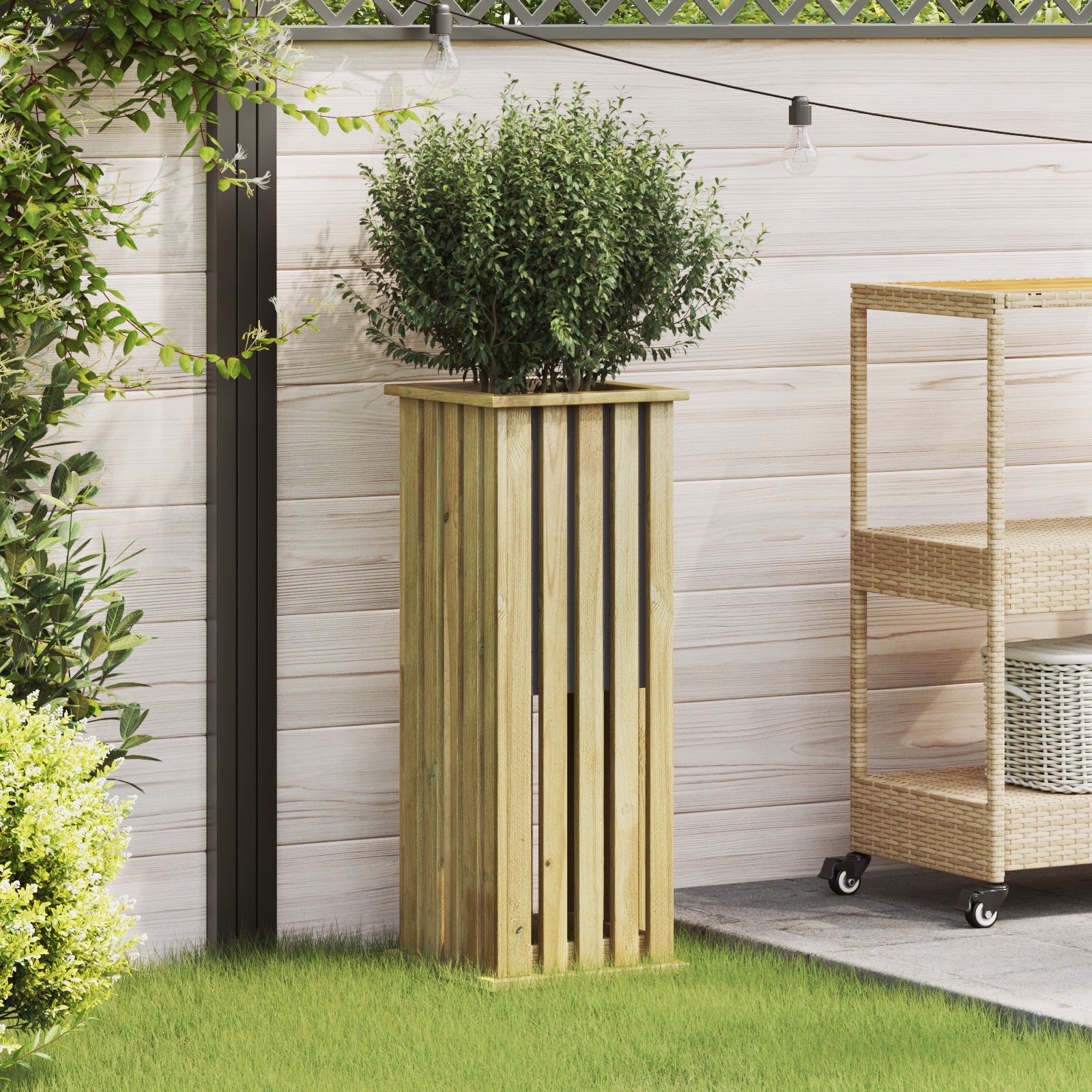 Gartenpflanzer mit Linse 33x33x85 cm imprägniertes Holz Kiefer