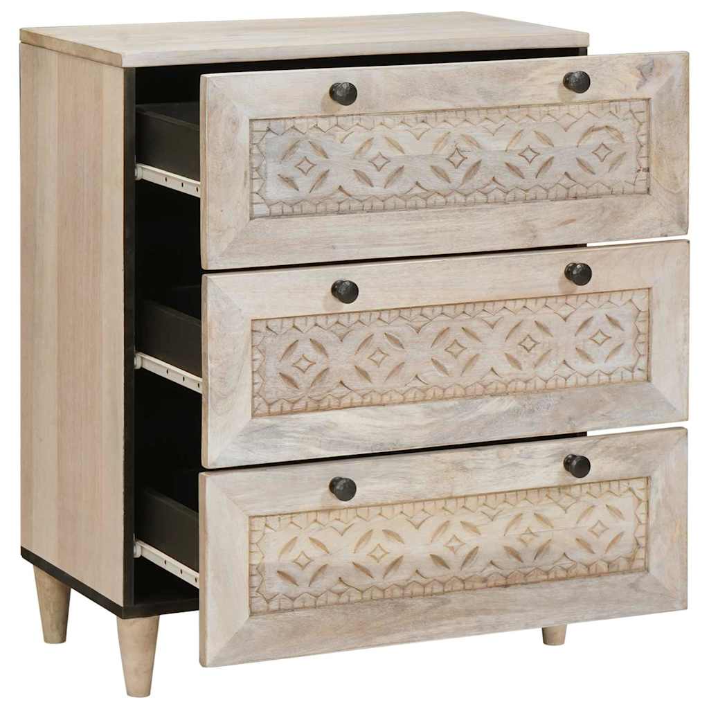 Sideboard mit Speicher Weiß 60 x 33 x 75 cm massives Mangoholz Sideboard mit Speicher Weiß 60 x 33 x 75 cm massives Mangoholz