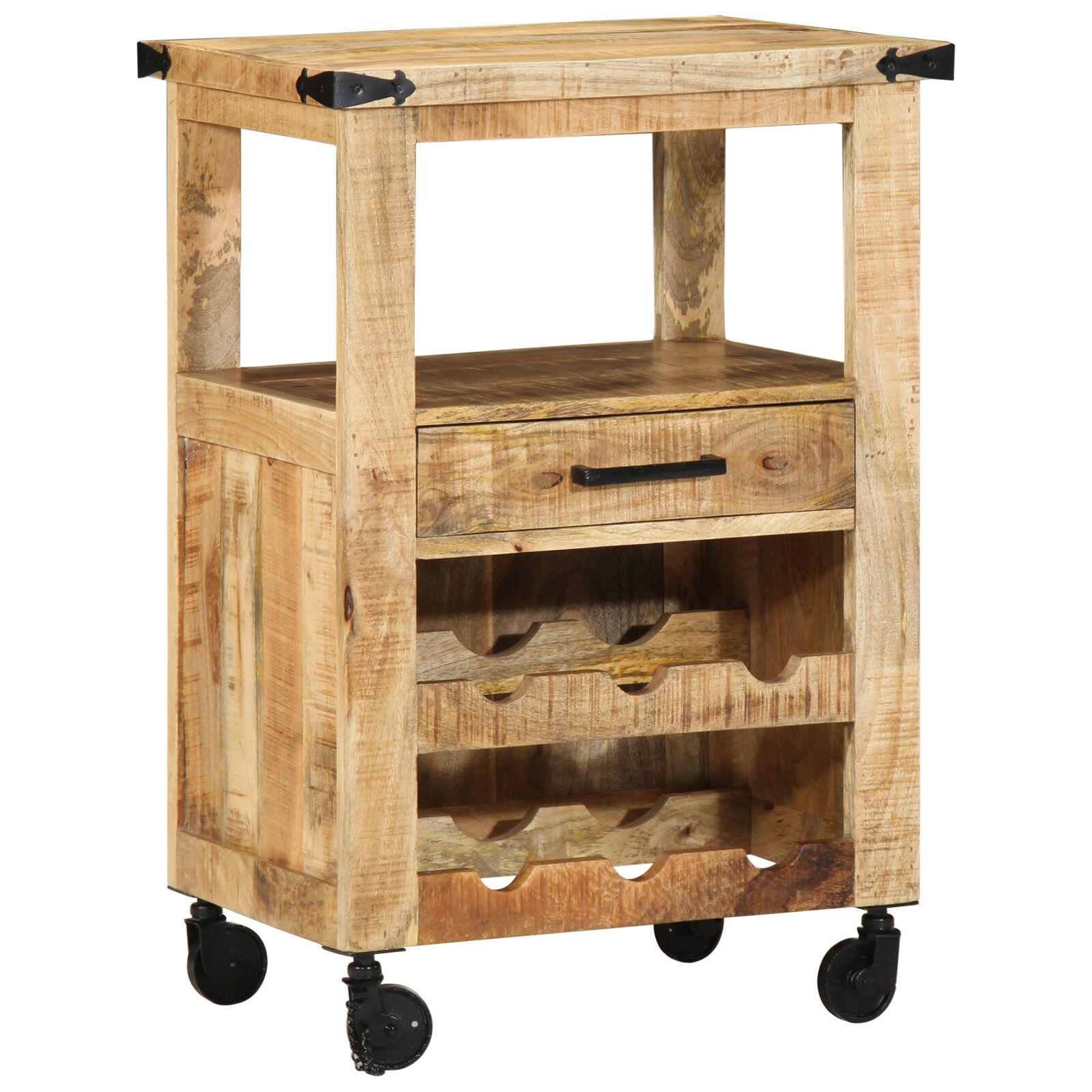 Küchenwagen 55x40x80 cm Massivholz Mango