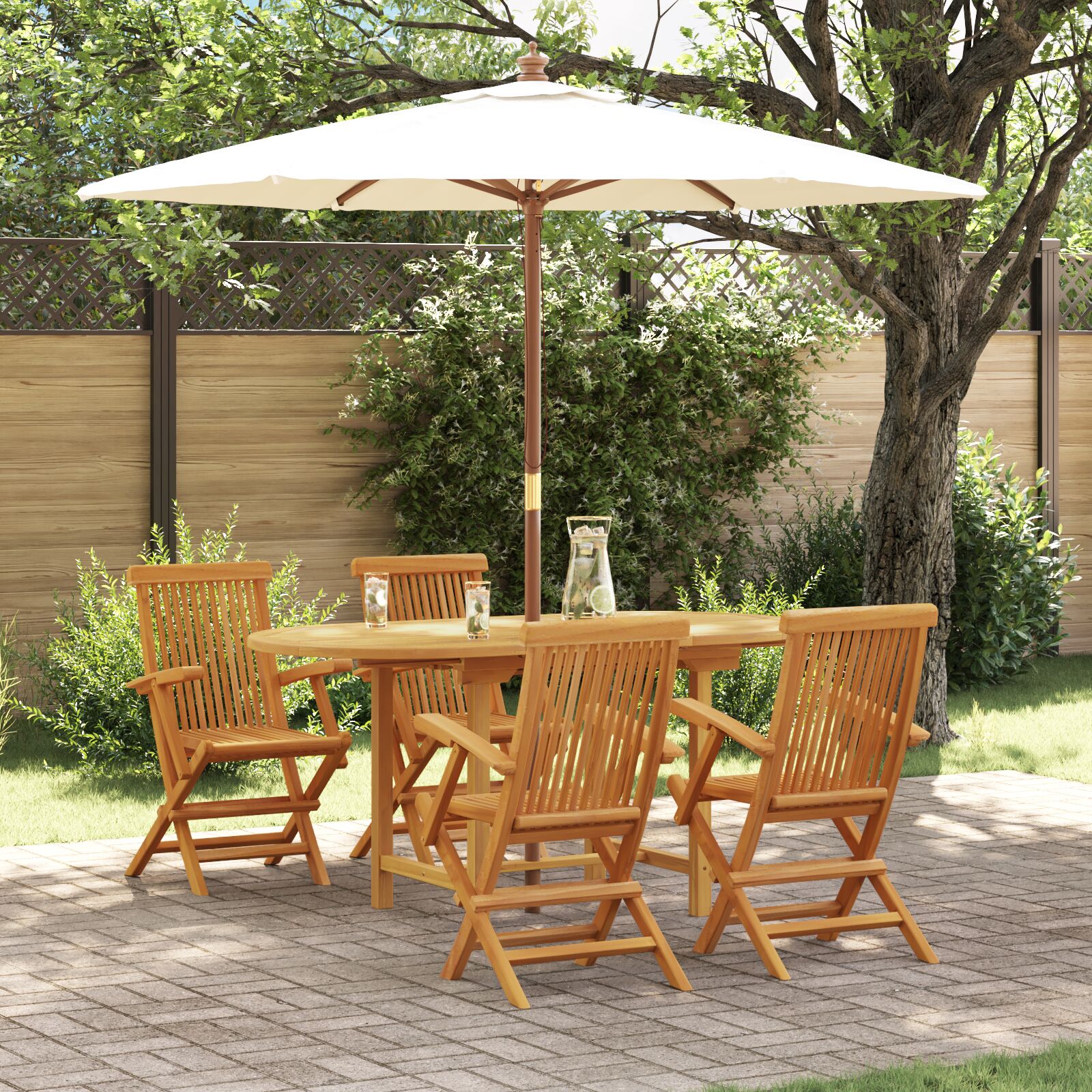 vidaXL 5-teilige Gartensitzgruppe aus massivem Teakholz