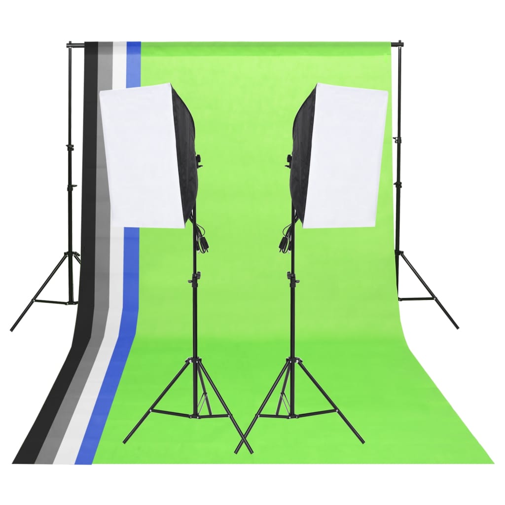 Fotostudio-Beleuchtung-Set mit Hintergründen und Softboxen