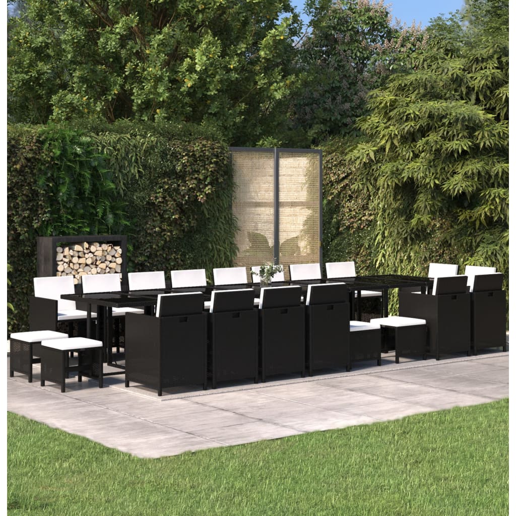 21-tlg. Garten-Essgruppe mit Kissen Schwarz Poly Rattan 21-tlg. Garten-Essgruppe mit Kissen Schwarz Poly Rattan