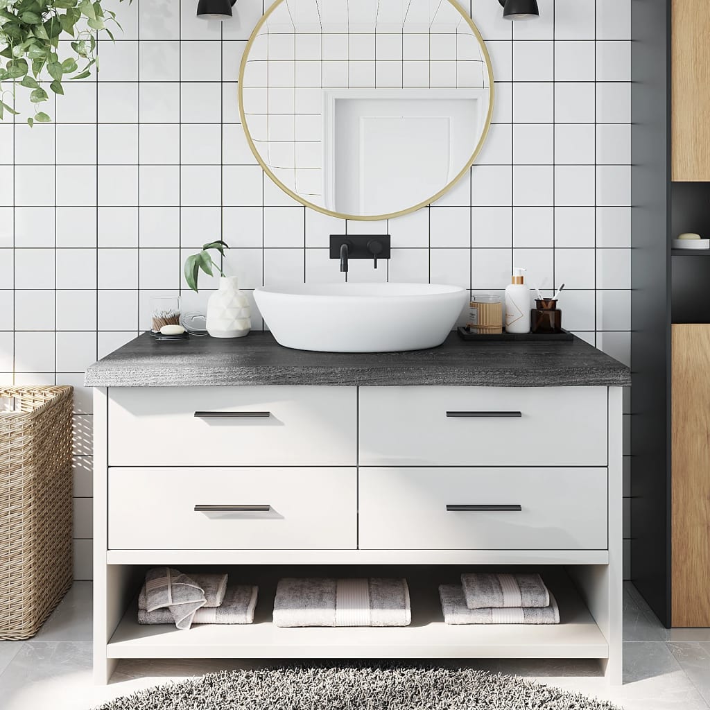 Waschtischplatte Dunkelbraun 100x50x(2-6)cm Massivholz
